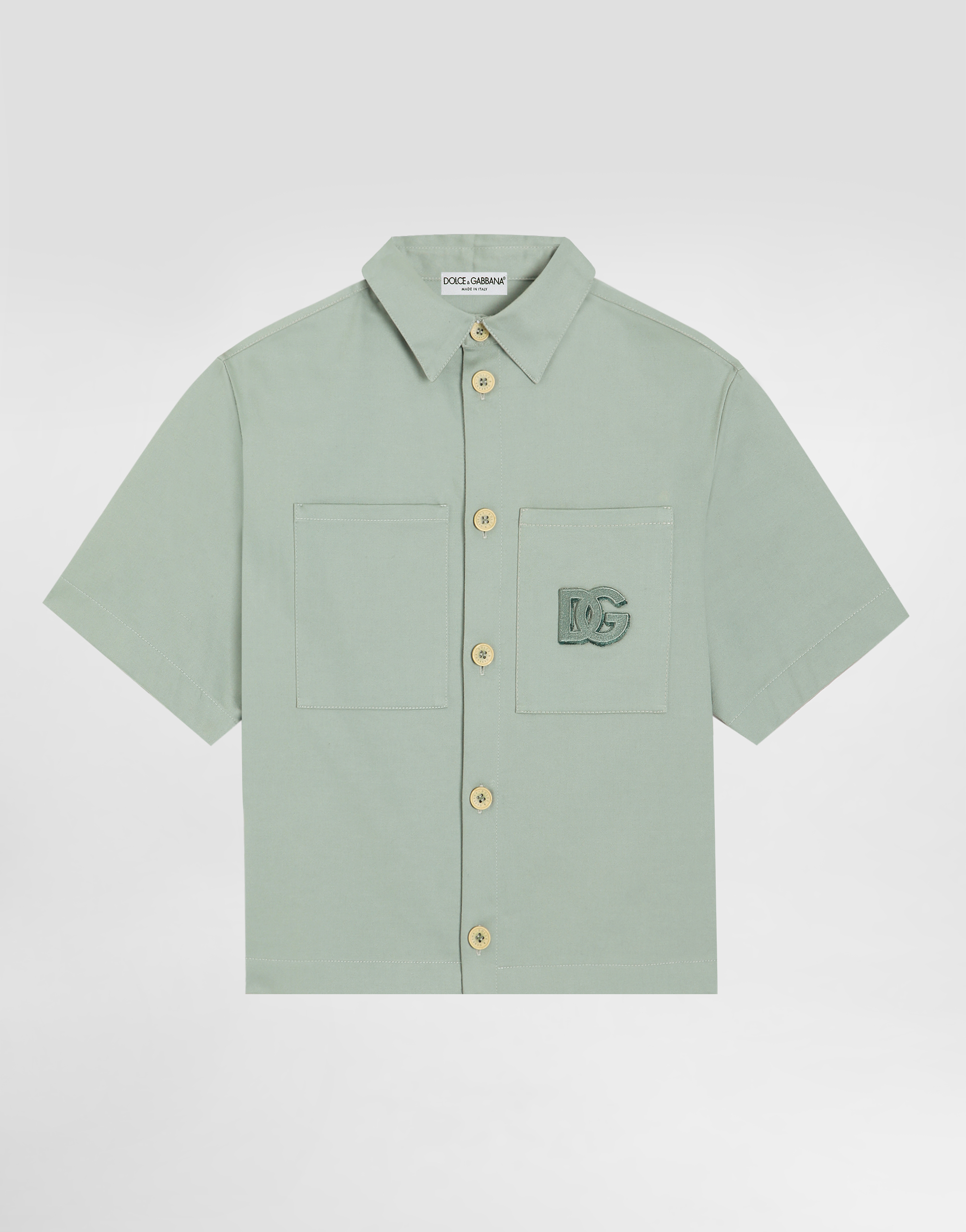 Cotton sateen shirt in Green for Boys | Dolce&Gabbana® US