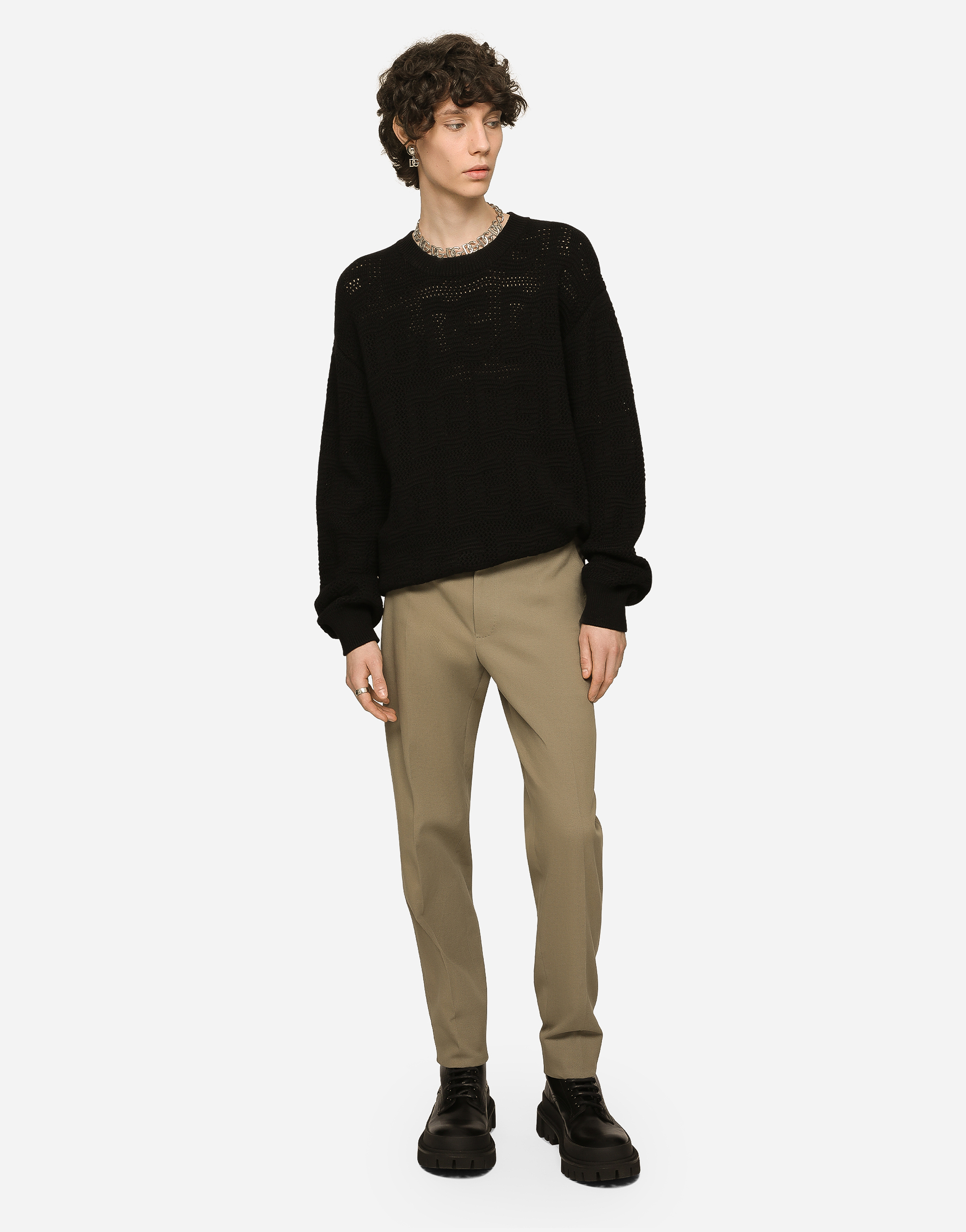 DOLCE & GABBANA STRETCH COTTON AND CASHMERE PANTS