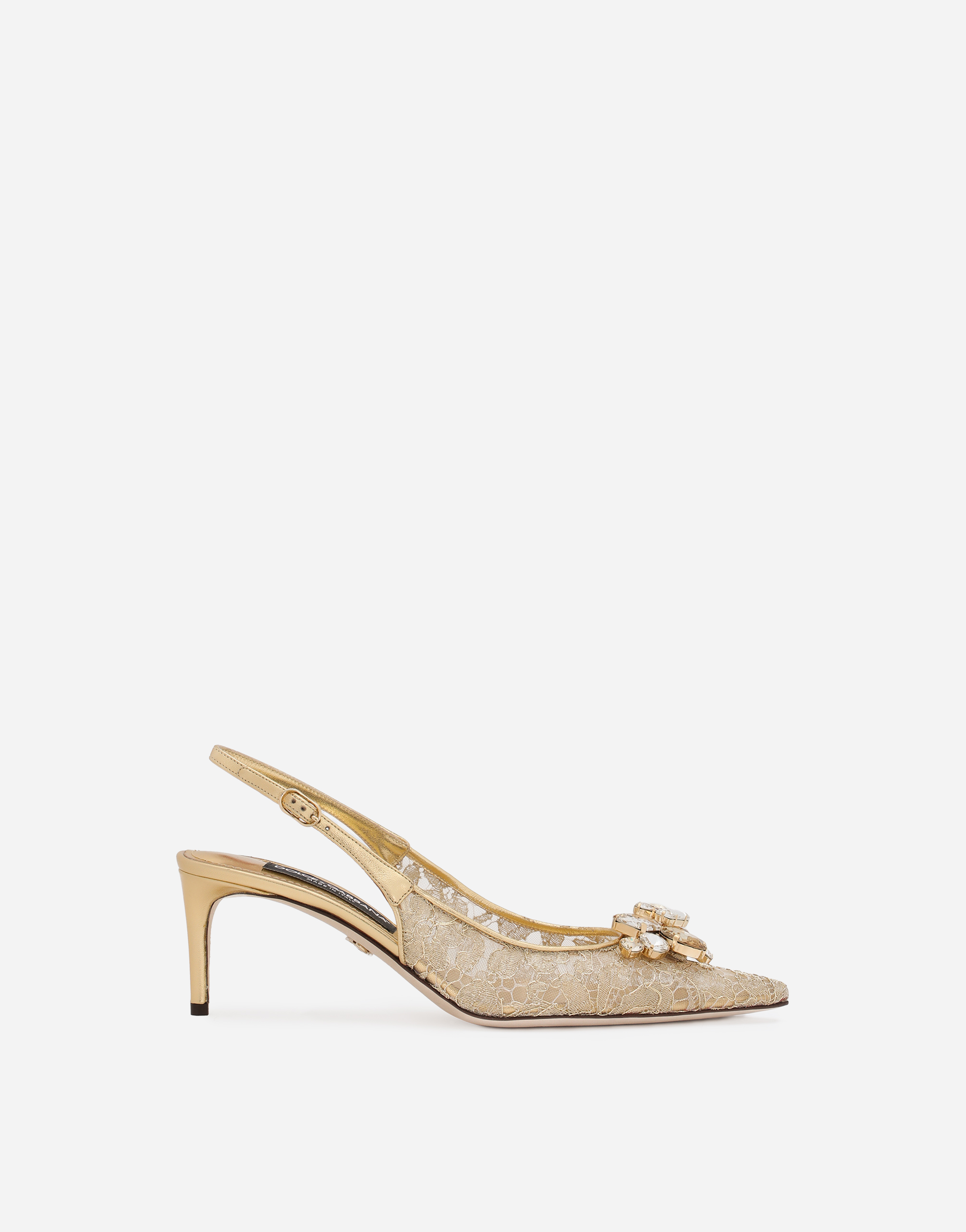 Dolce & Gabbana Rainbow Lace Slingbacks In Lurex Lace In Gold