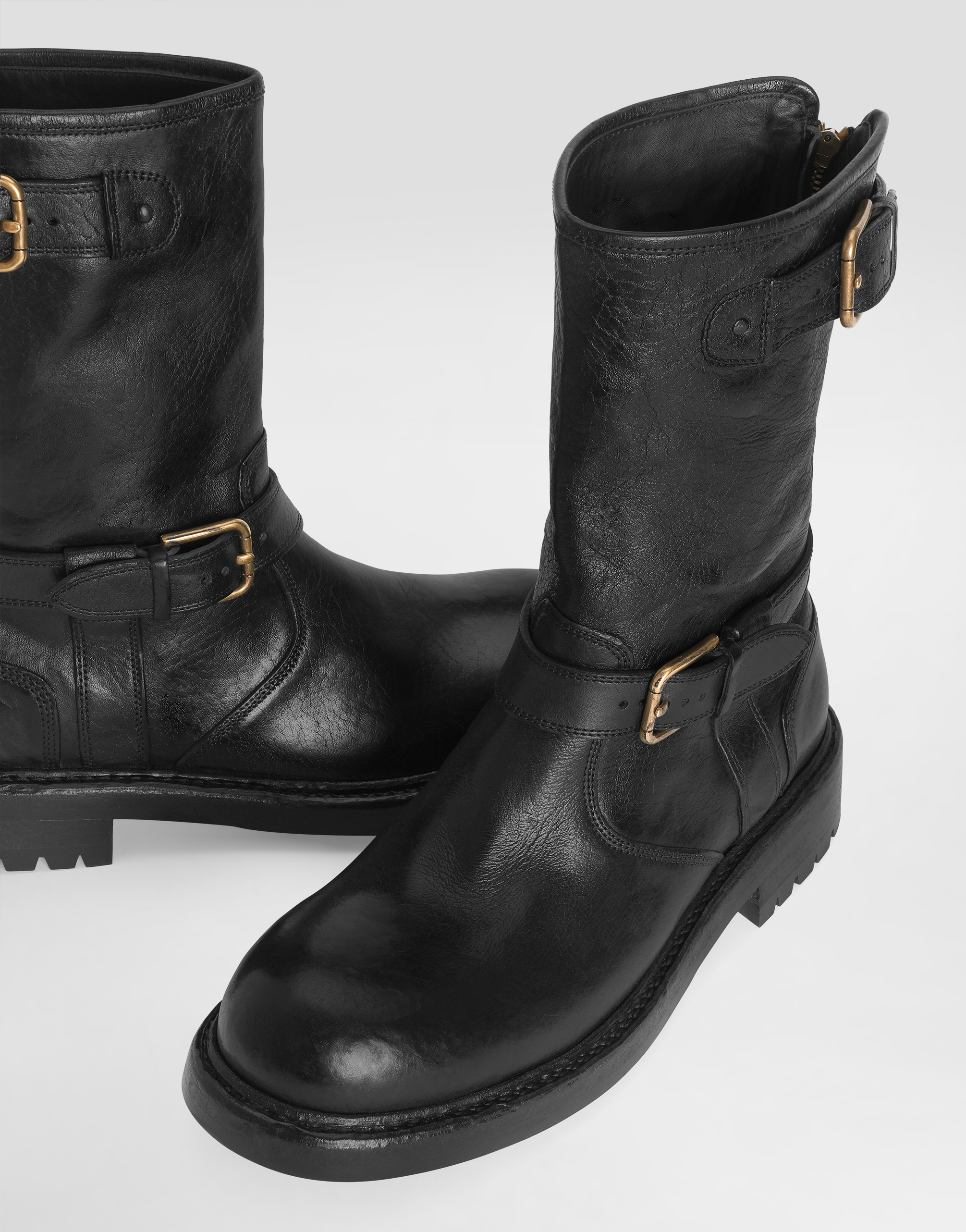 Dolce & Gabbana Bernini Leather Boots In Black