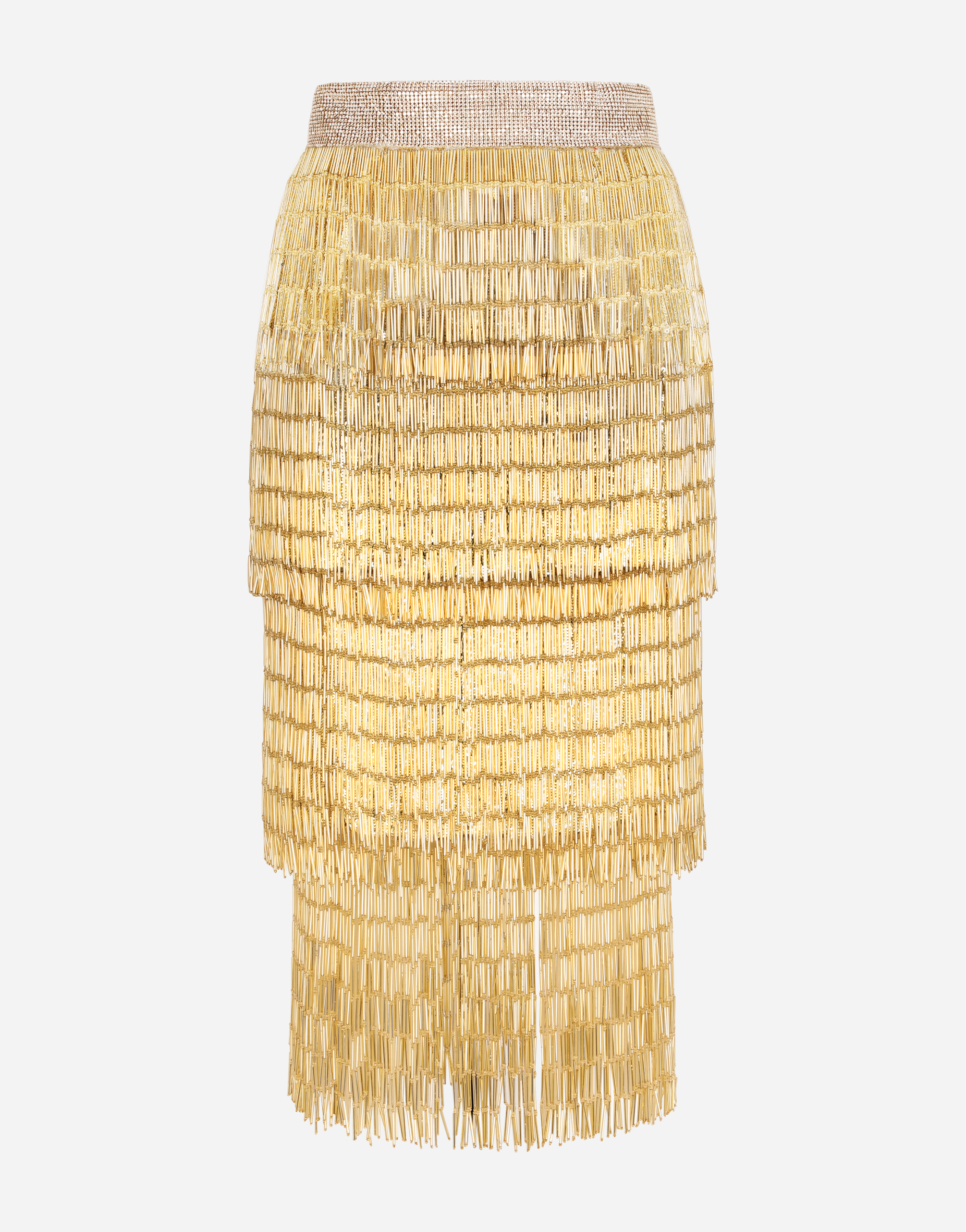 Dolce & Gabbana Lace Midi Skirt With Sequined Fringing - Woman Skirts Multi-colored
