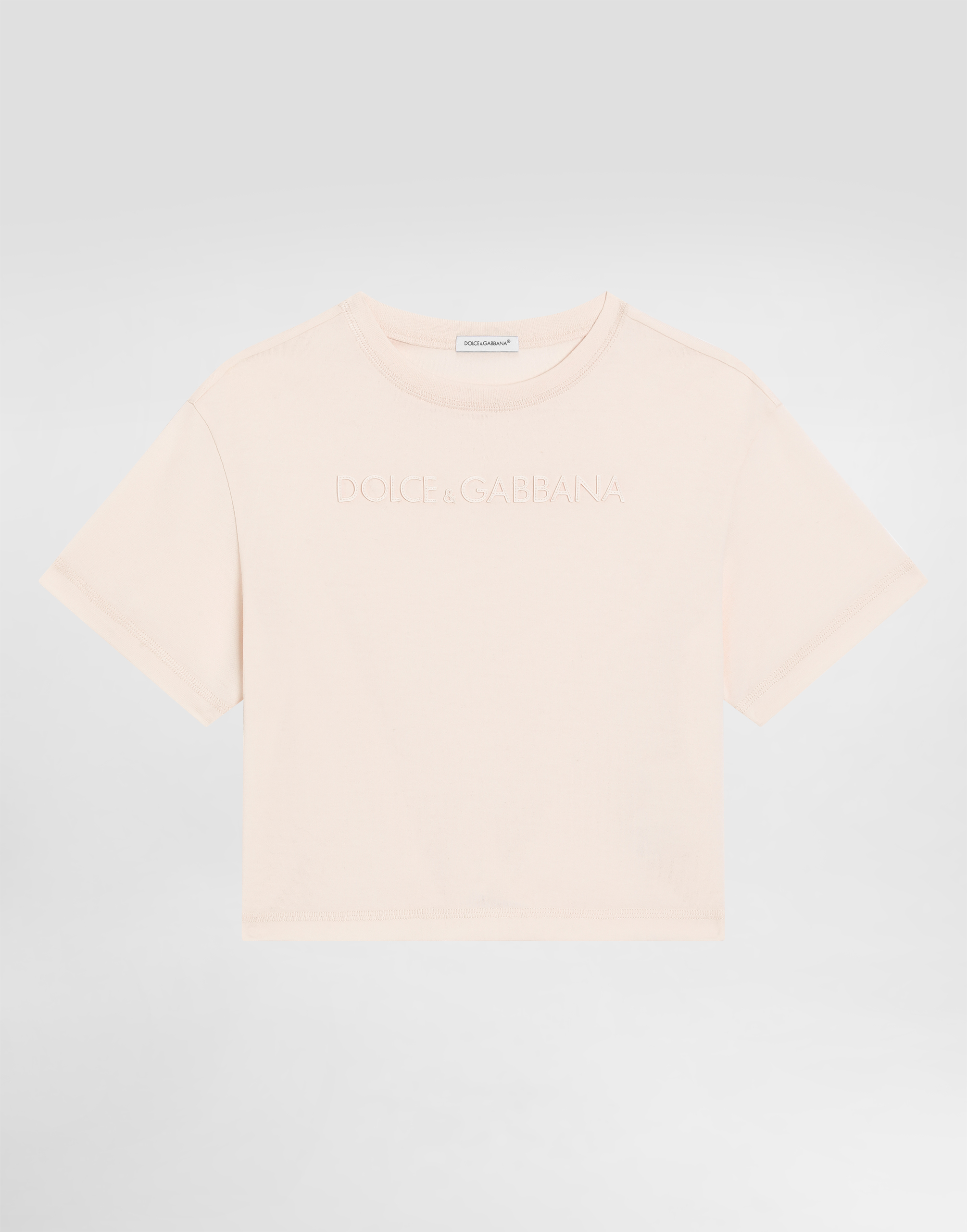 Dolce & Gabbana Jersey T-shirt With Dolce&gabbana Laser Logo In Pink