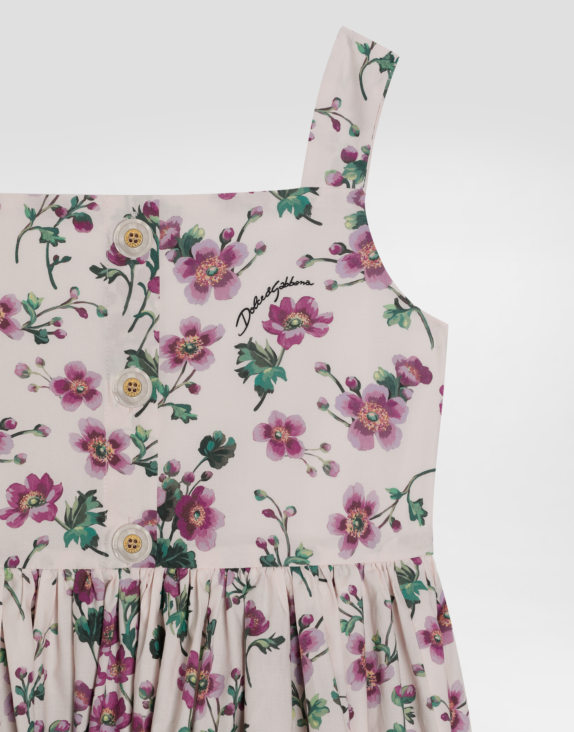 Violets-print poplin dress