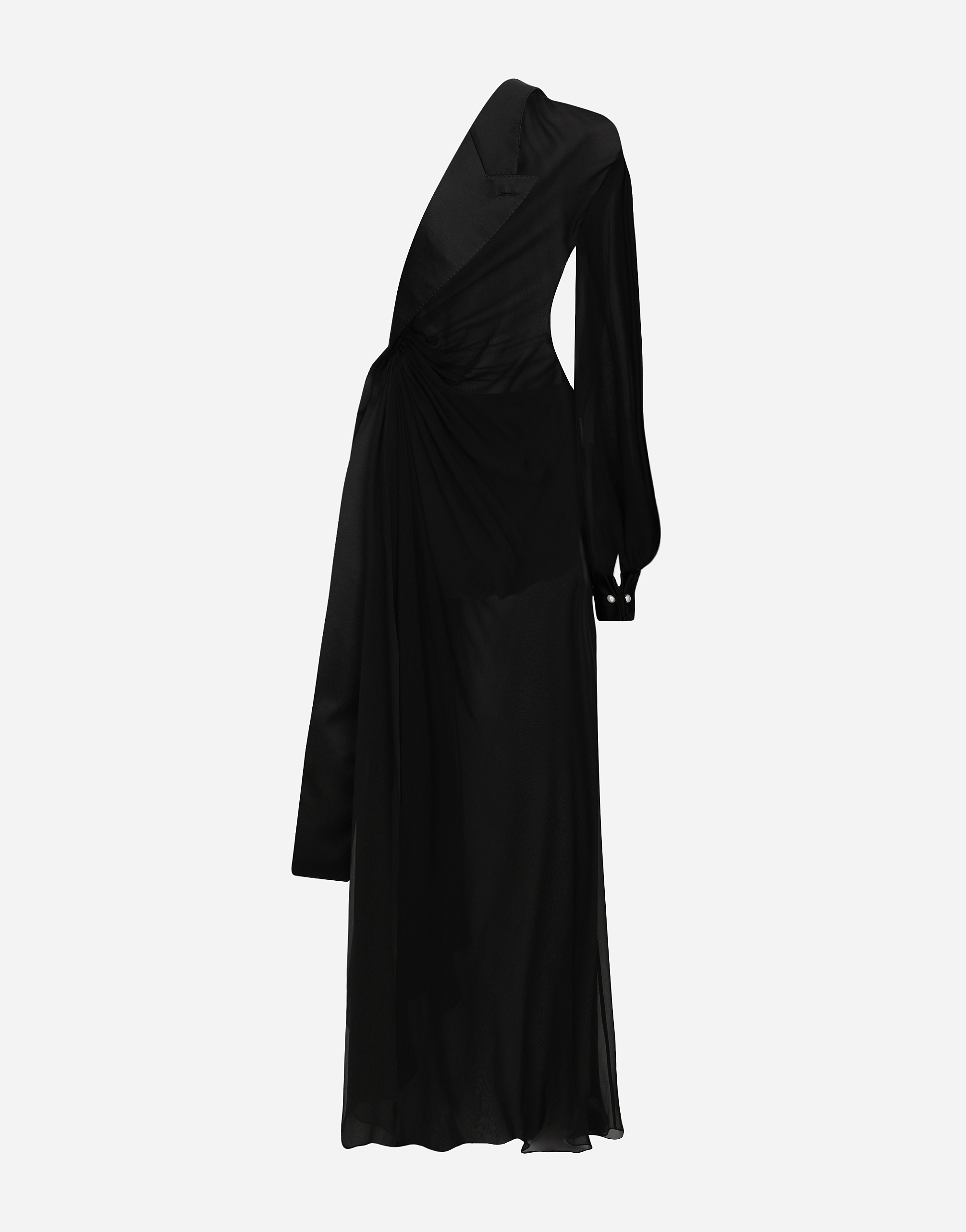 Long chiffon one-shoulder dress