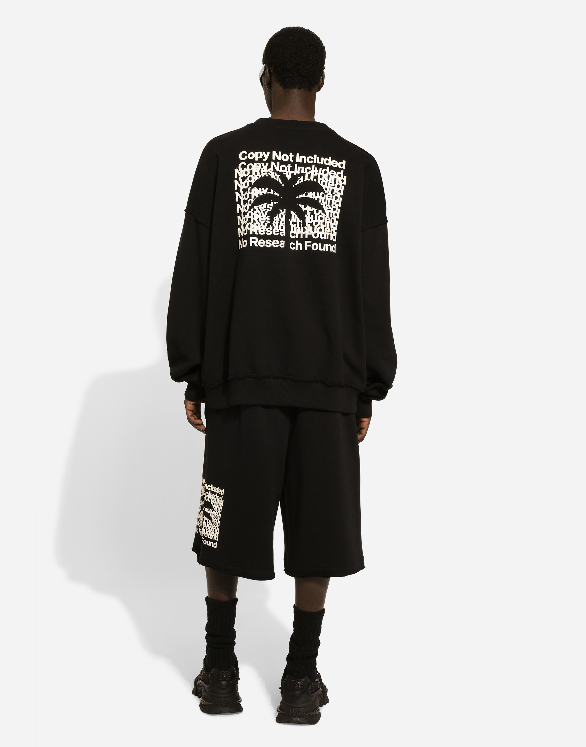 Shop Dolce & Gabbana Round-neck Sweatshirt With Banana Tree Print In Black