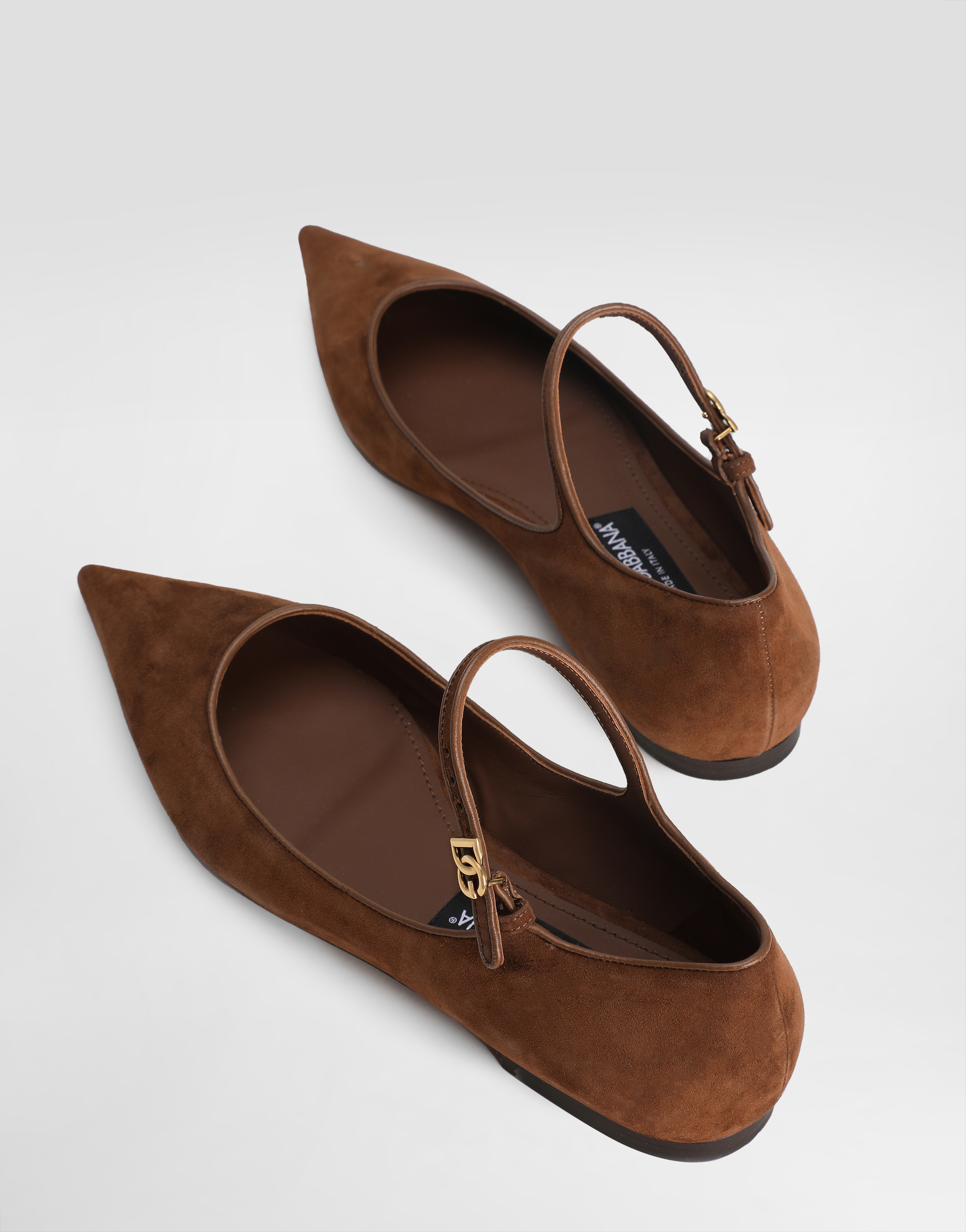 Suede and nappa leather ballet flats