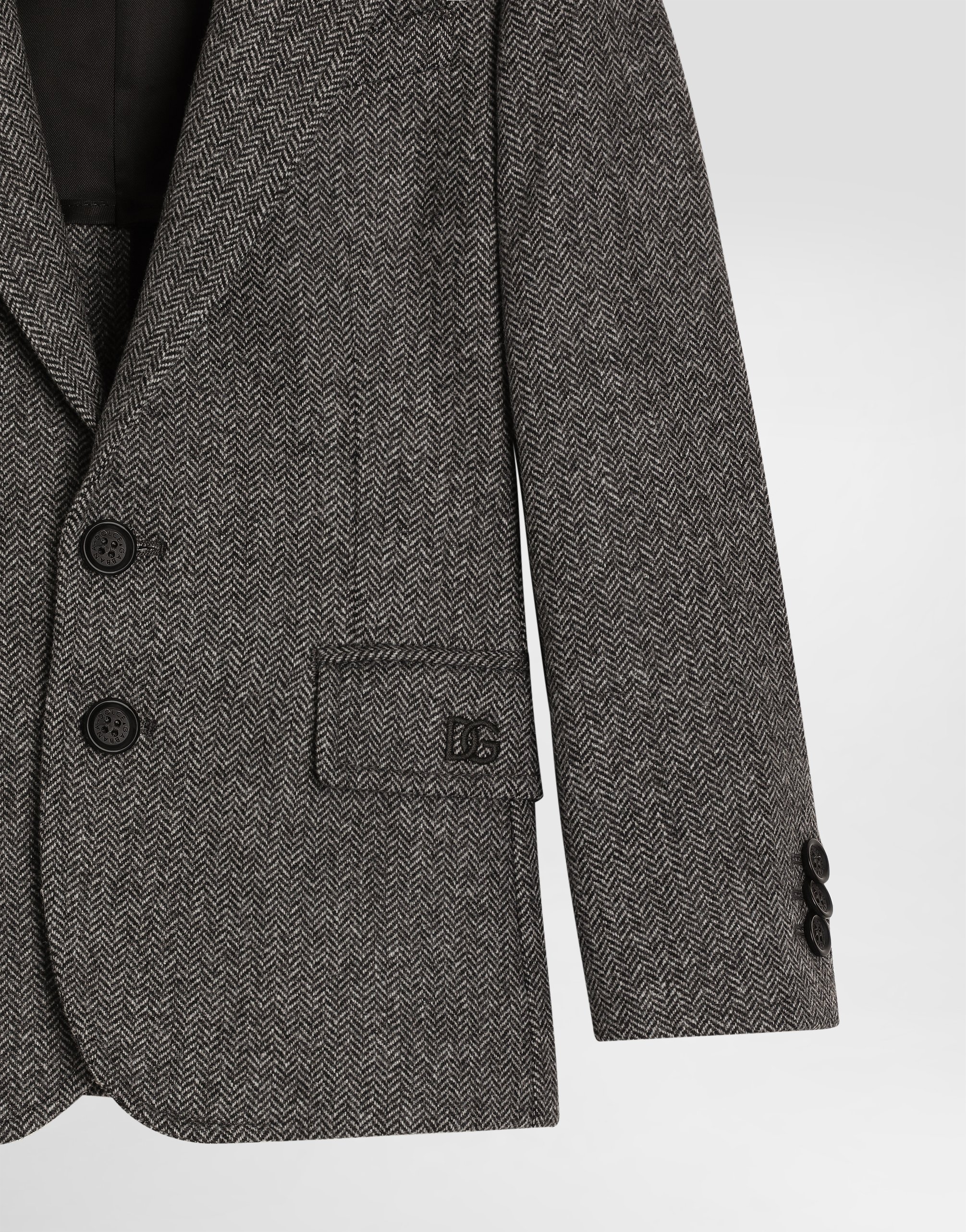 Single-breasted jacket herringbone wool