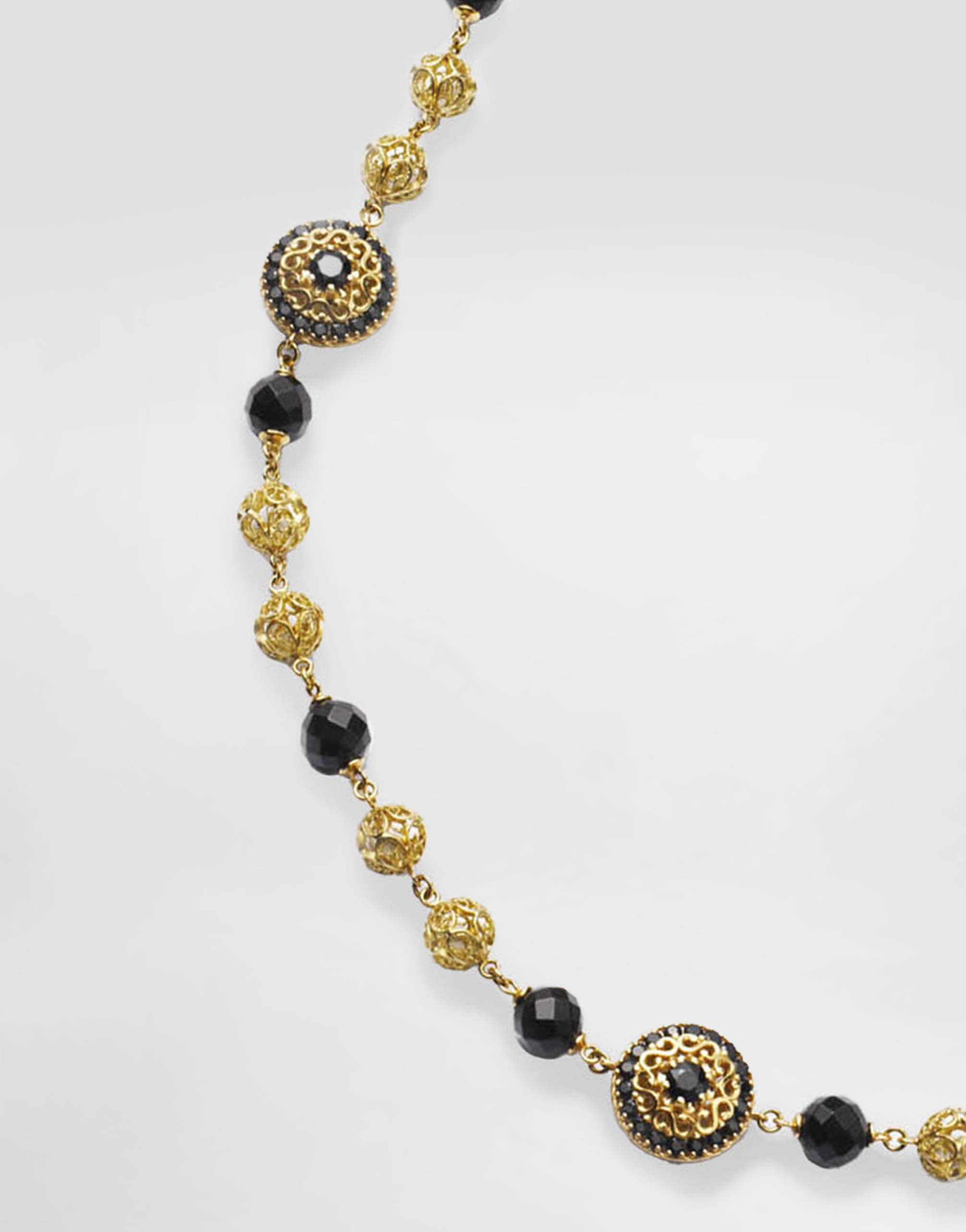 Dolce & Gabbana 18k Yellow Gold Sicily Jade And Black Sapphire Necklace In Gold