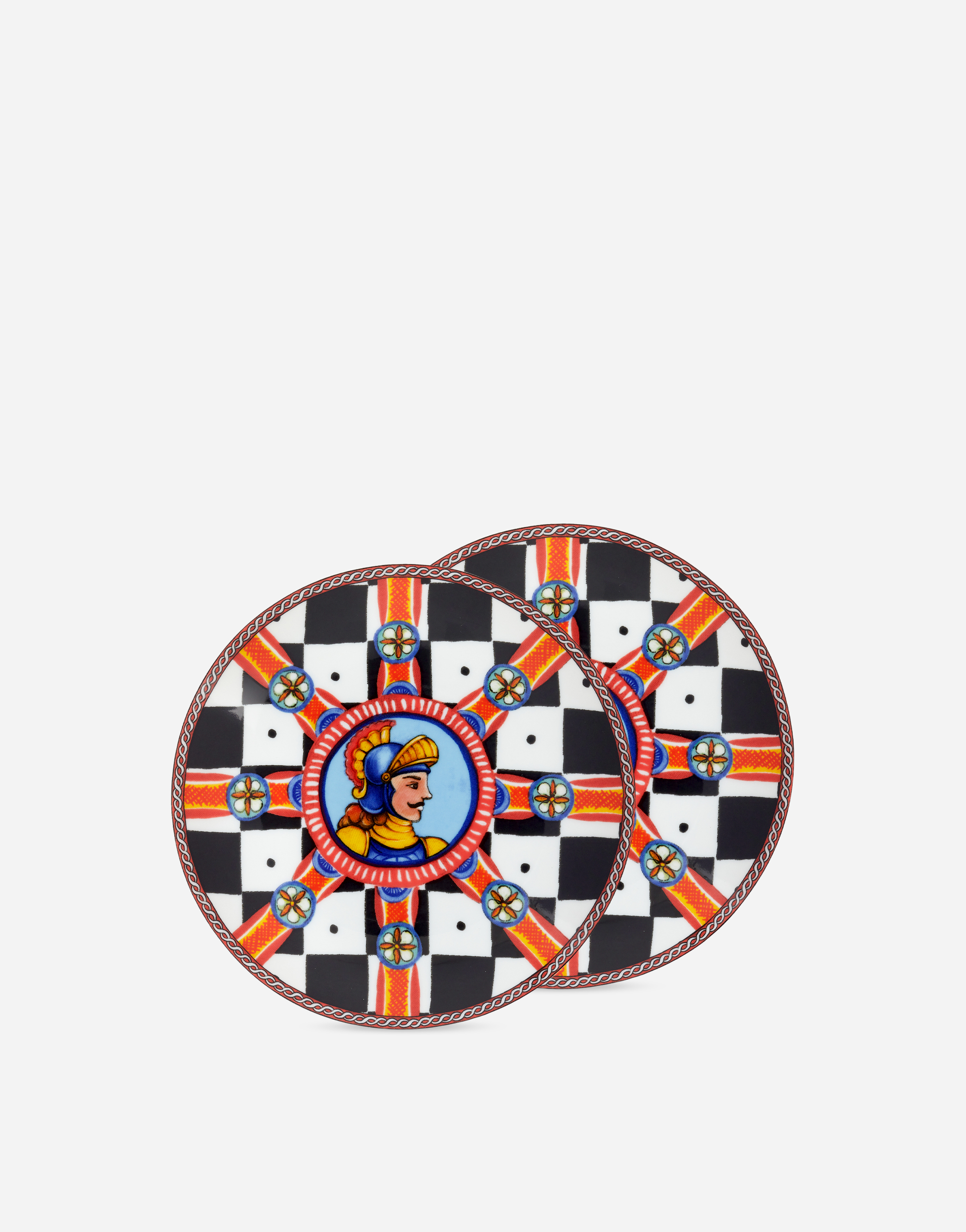 Dolce & Gabbana Set 2 Porcelain Bread Plates In Multicolor