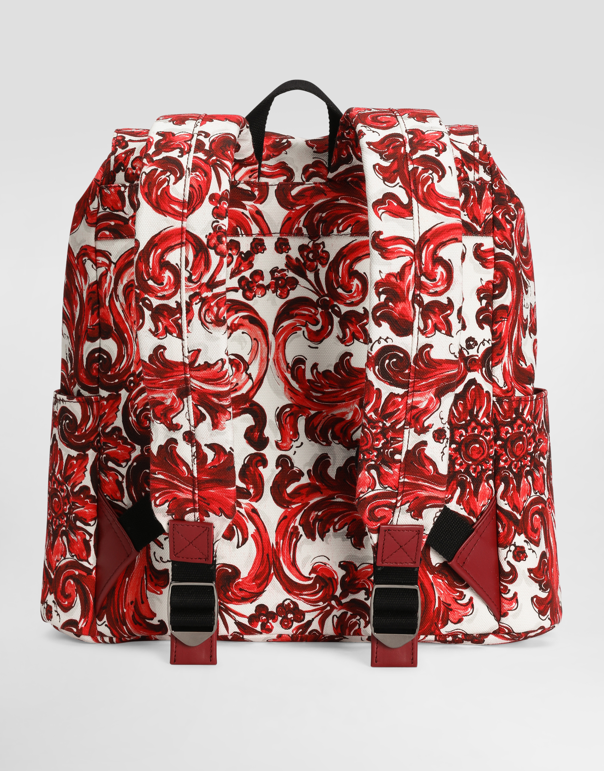 Dolce & Gabbana Majolica-print Canvas Backpack In Blue