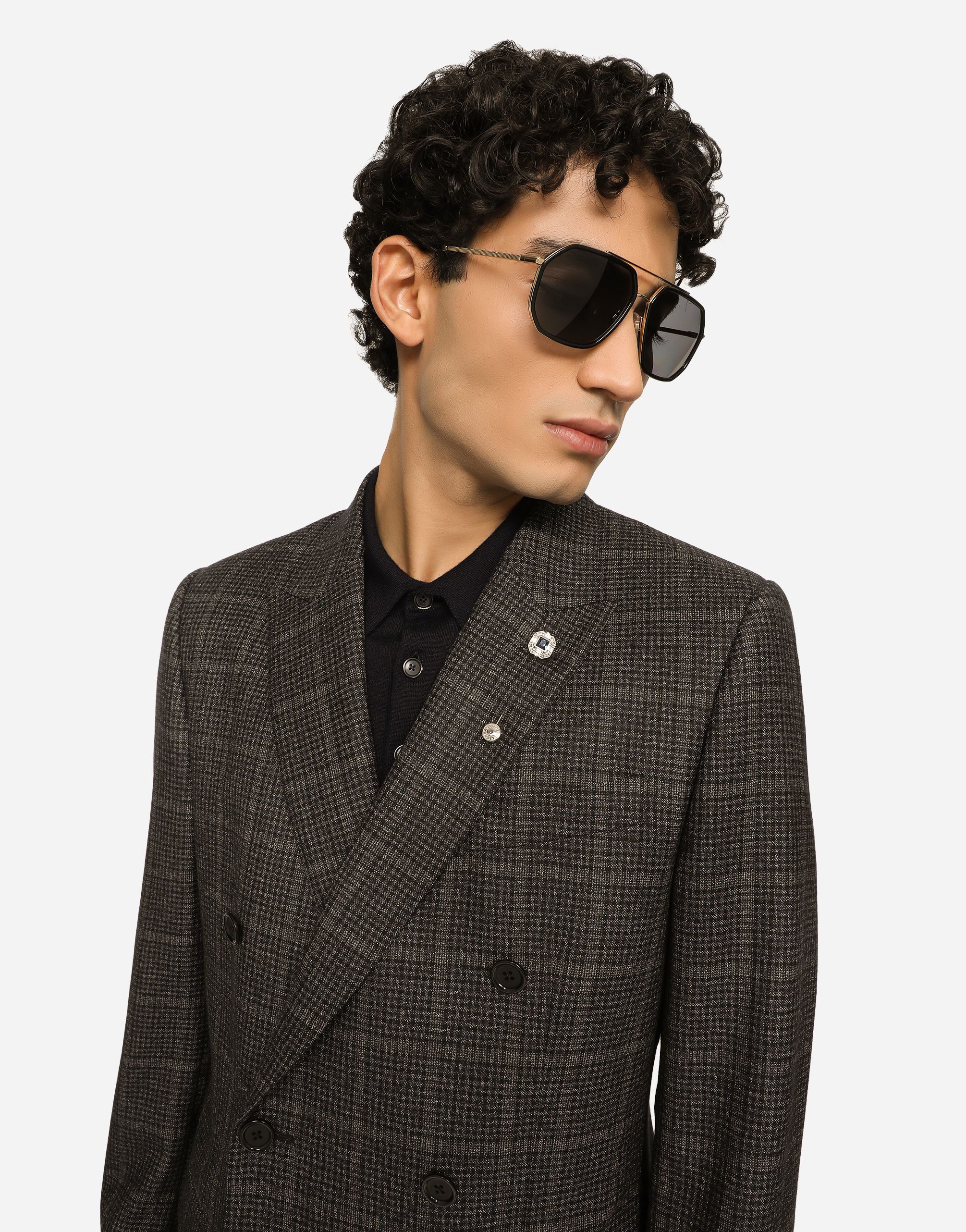 DOLCE & GABBANA SILVER BROOCH WITH RHINESTONES