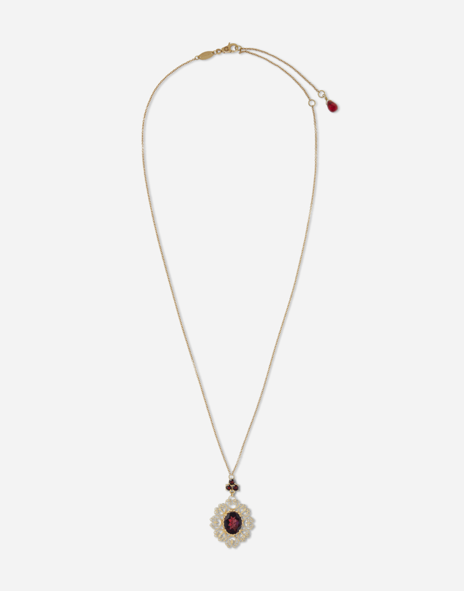 Dolce & Gabbana Barocco Pendant In Yellow Gold With Rhodolite Garanets Gold Female Onesize