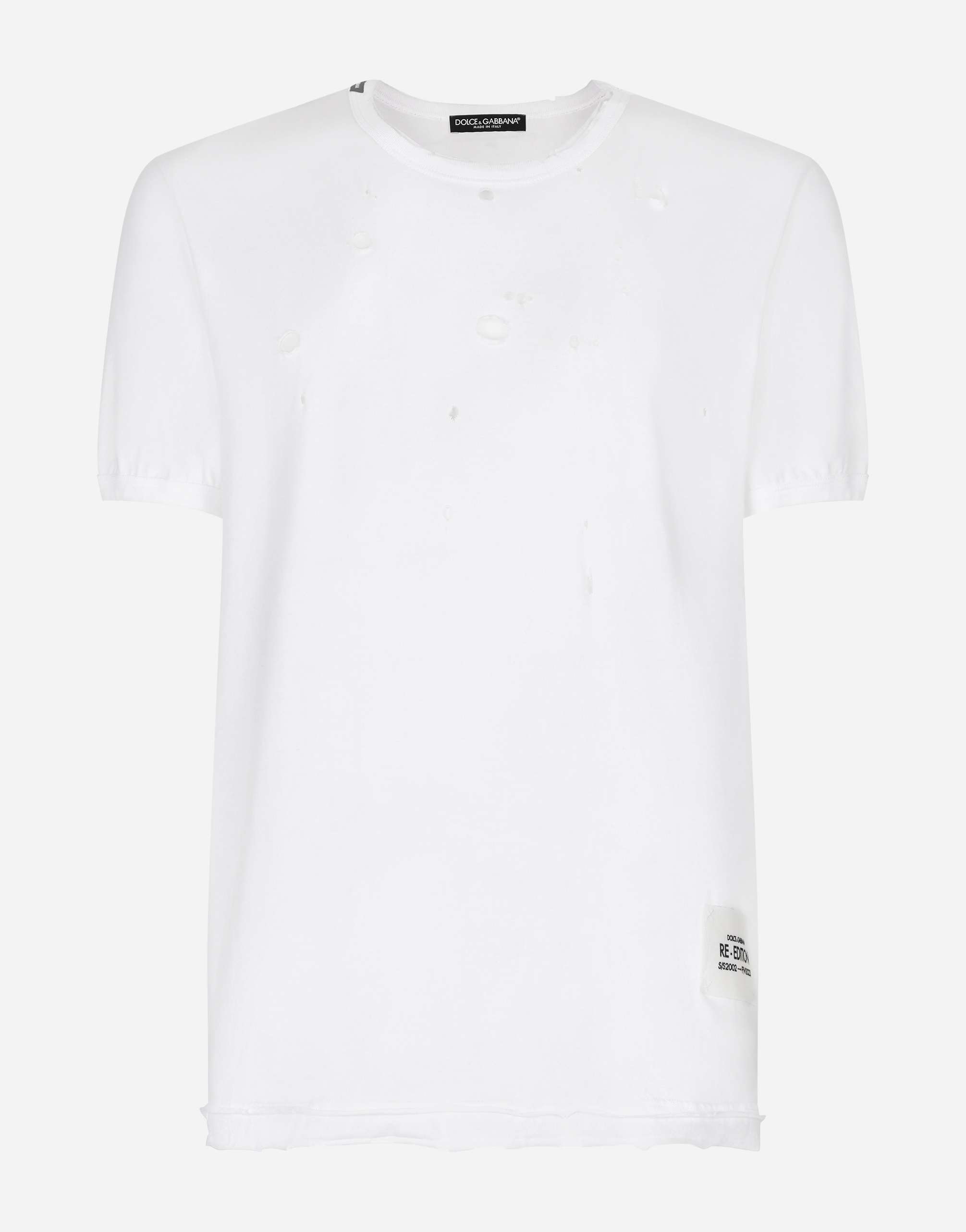 Dolce & Gabbana Cotton T-shirt With Rips In White