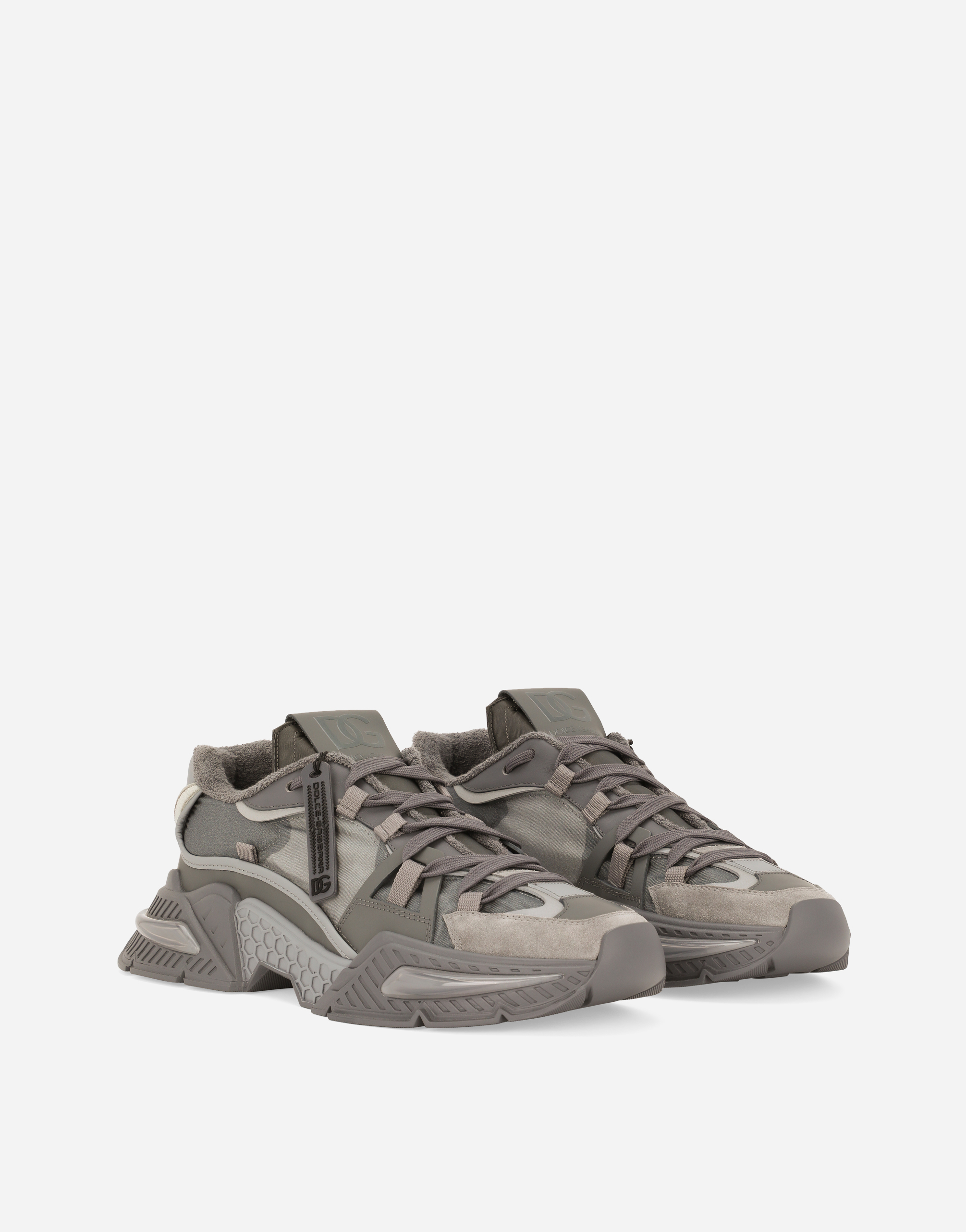 Shop Dolce & Gabbana Mixed-material Airmaster Sneakers In Grey