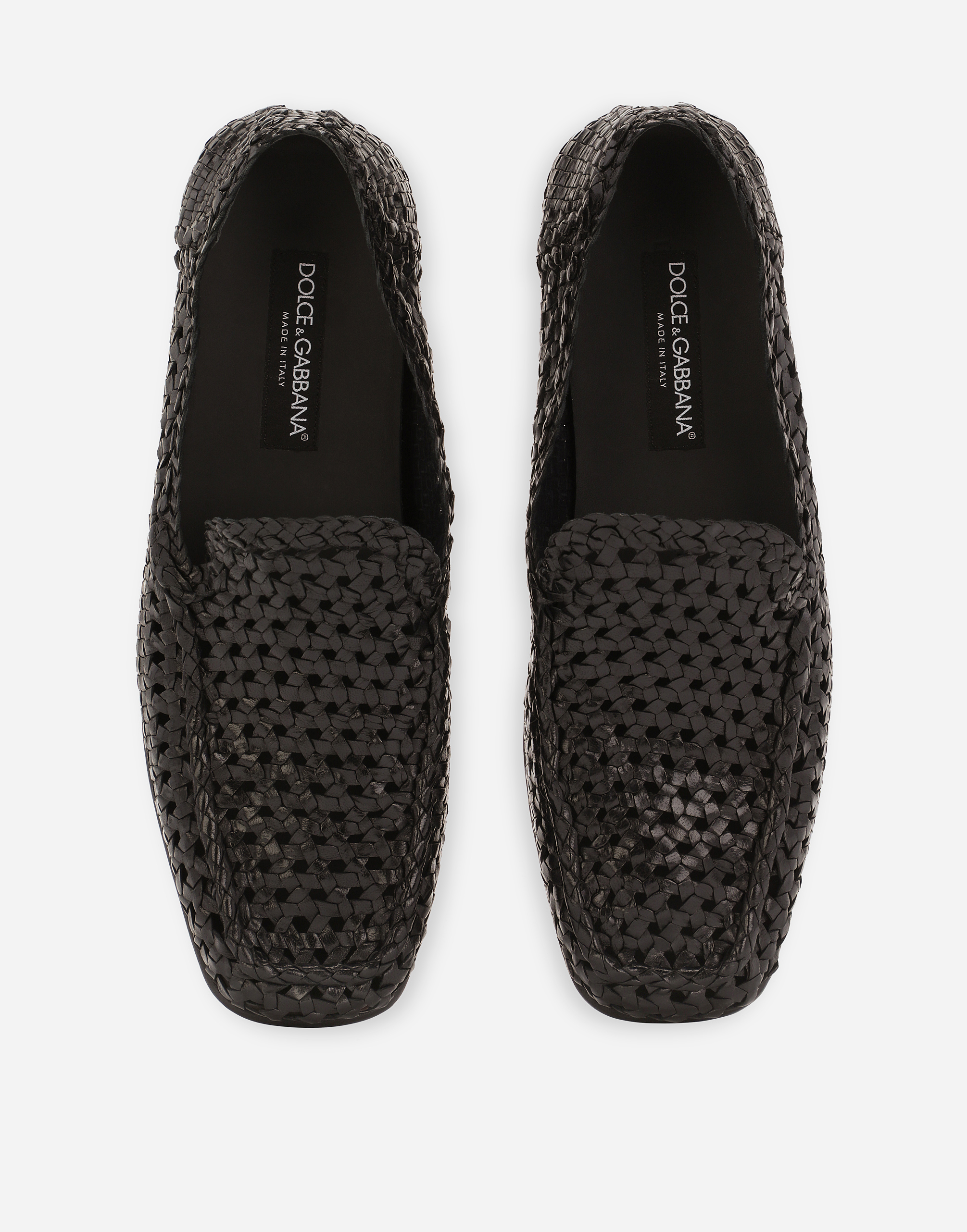 Dolce & Gabbana Intrecciato Moccasins In Nero