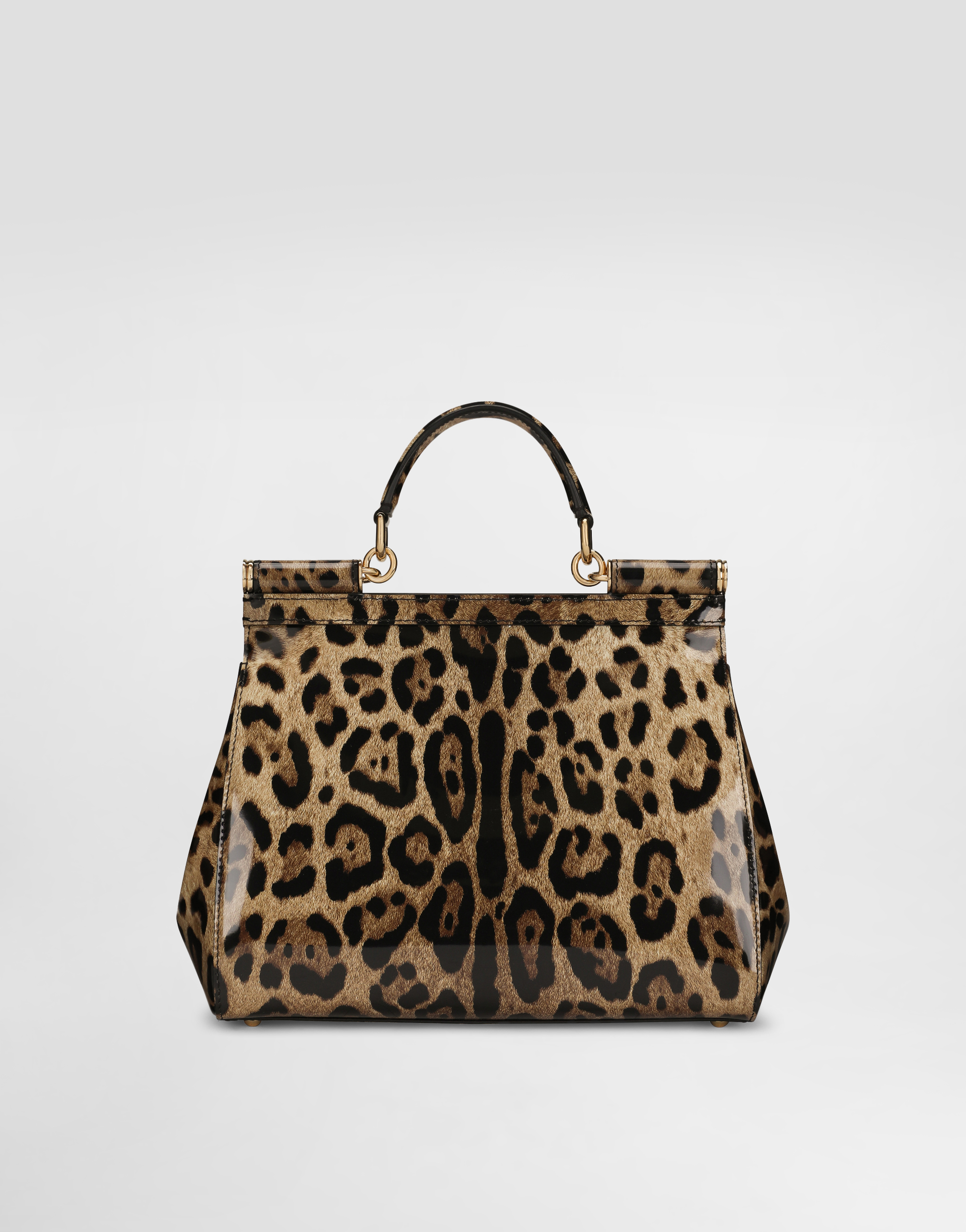  Dolce & Gabbana Large Sicily Handbag In Leo-print Polished Calfskin - Woman Handbags Animal Print Leather Onesize 