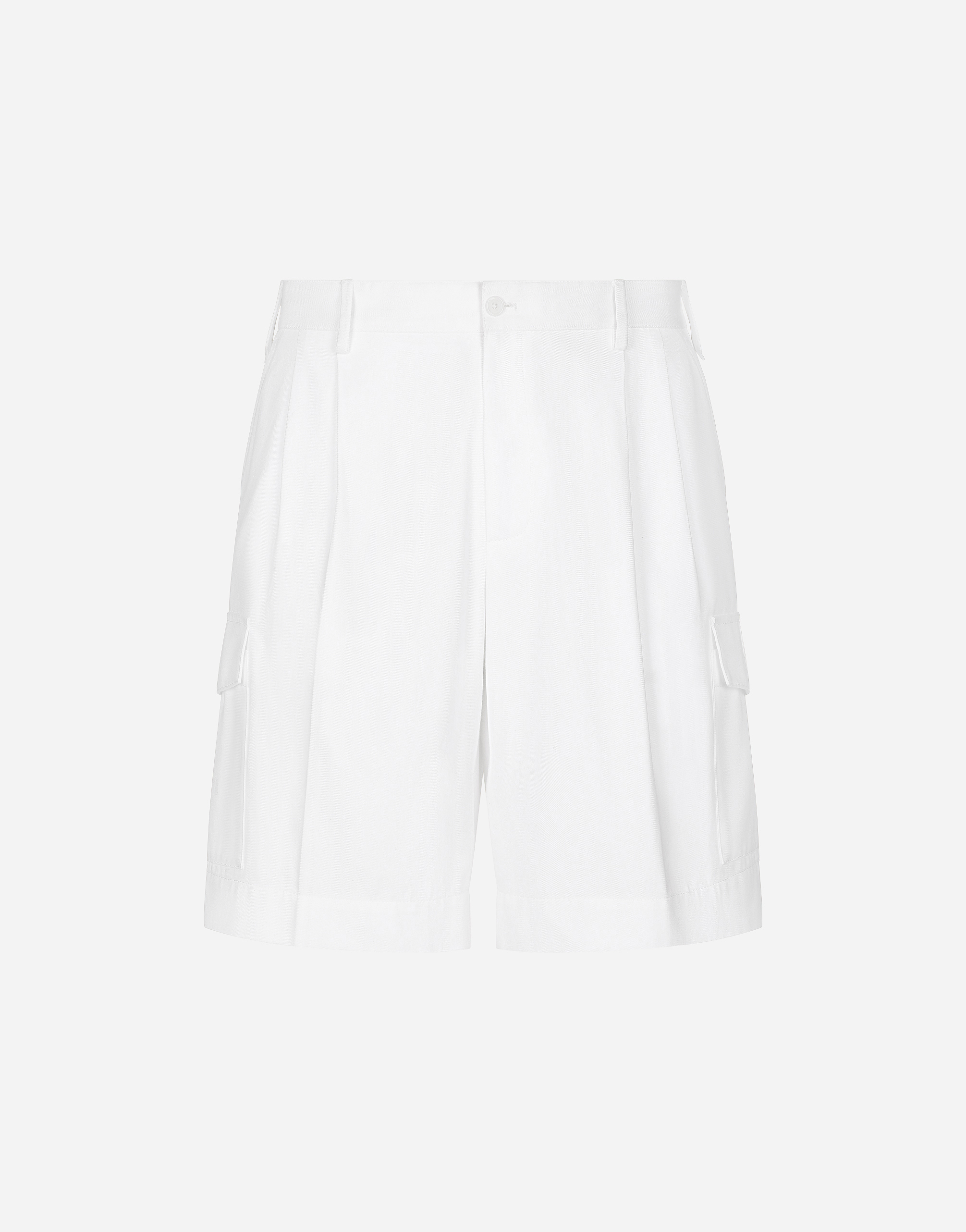 Dolce & Gabbana Gabardine Shorts With Side Pockets - Man Pants And Shorts White