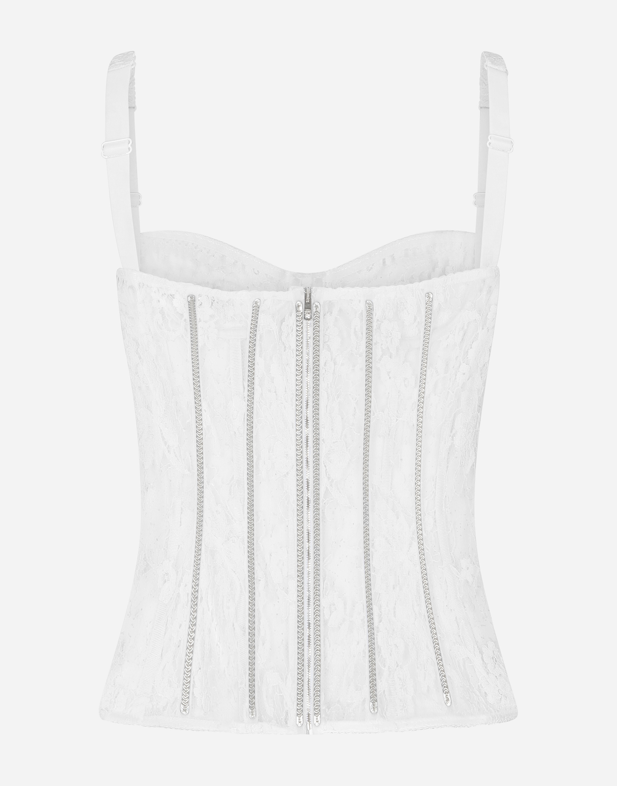 Shop Dolce & Gabbana Lace Lingerie Bustier With Straps In White