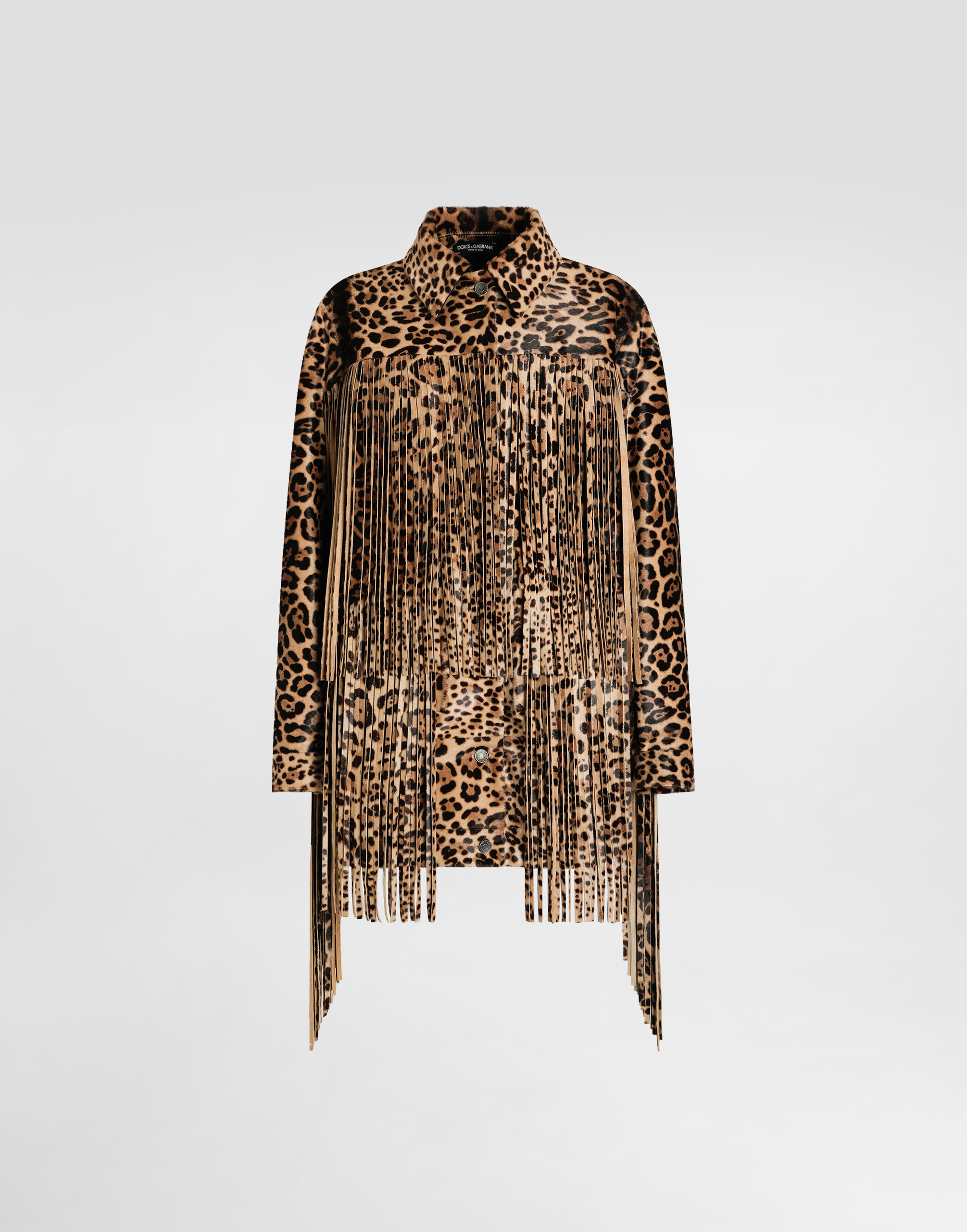 Dolce & Gabbana Giubbotto Stampa Leopardo Con Frange In Multi