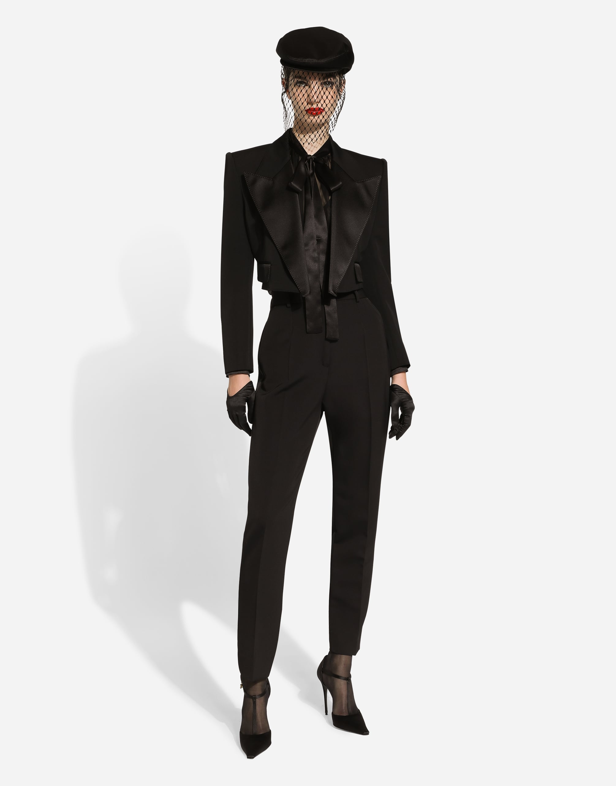  Dolce & Gabbana Pantalon De Smoking Style Tailleur En Gabardine De Laine - Femme Pantalons Et Shorts Noir Laine 36 