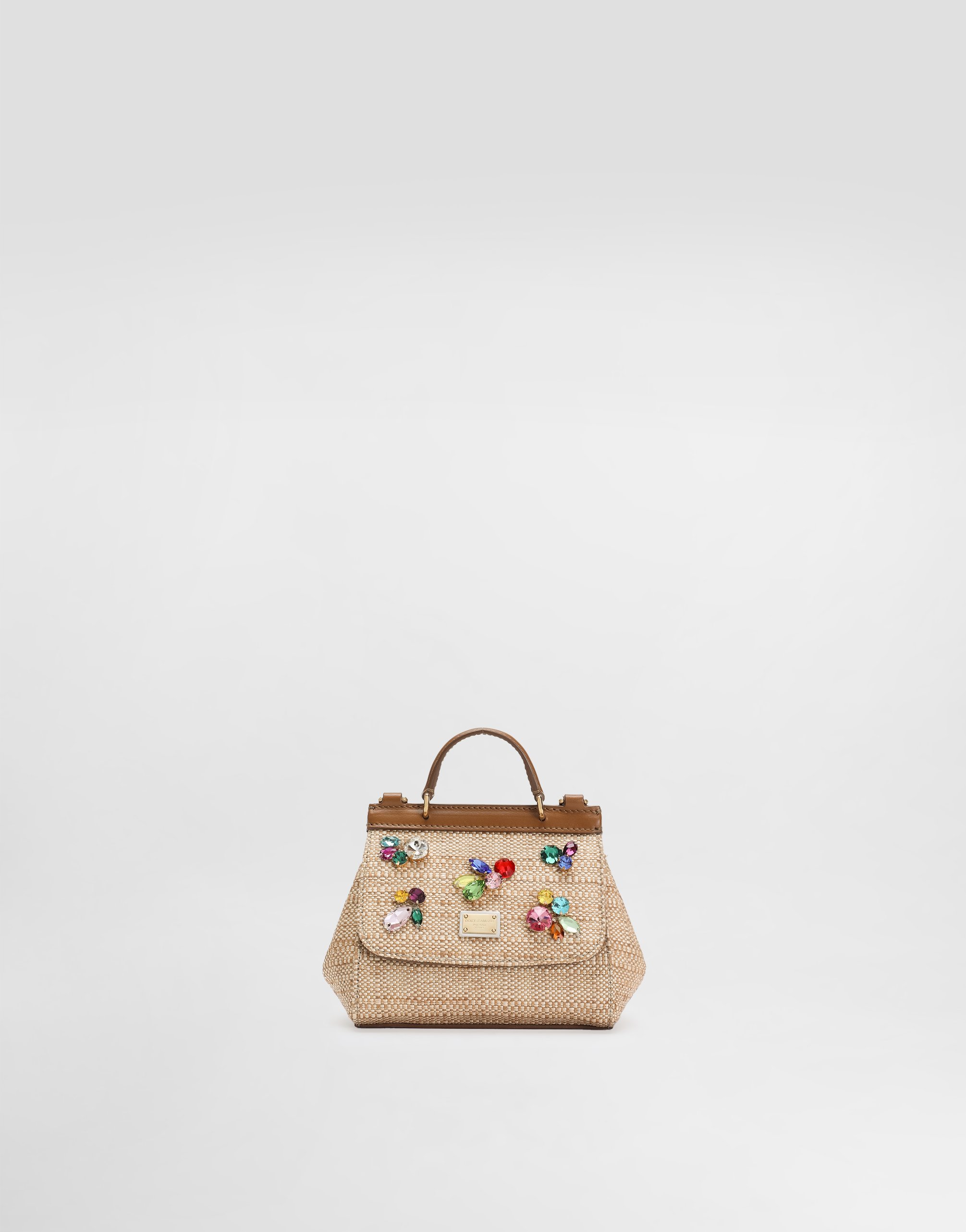 Dolce & Gabbana Sicily Handbag In Rafia With Embroidery