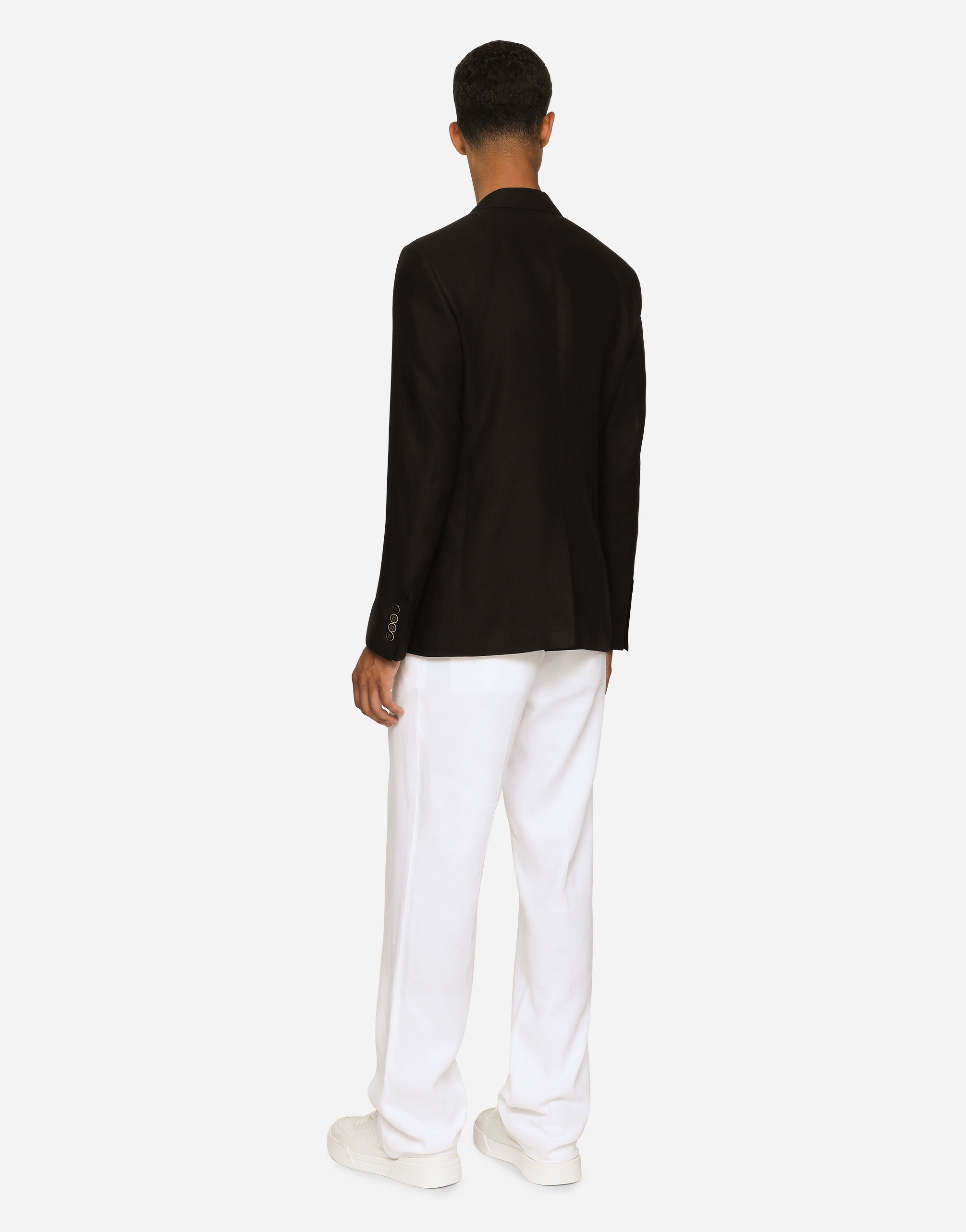 Dolce & Gabbana Deconstructed Single-breasted Linen Blazer In Black