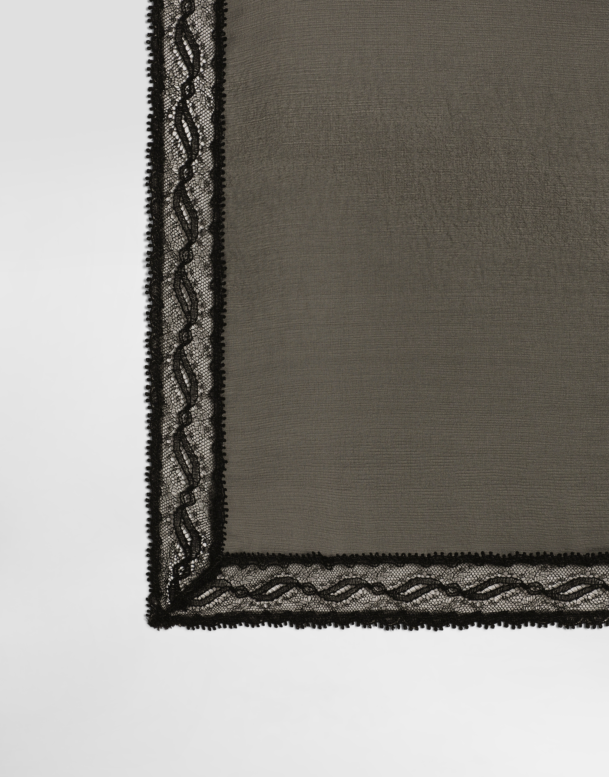 Dolce & Gabbana Chiffon Scarf With Lace Bands (70x70) In Black