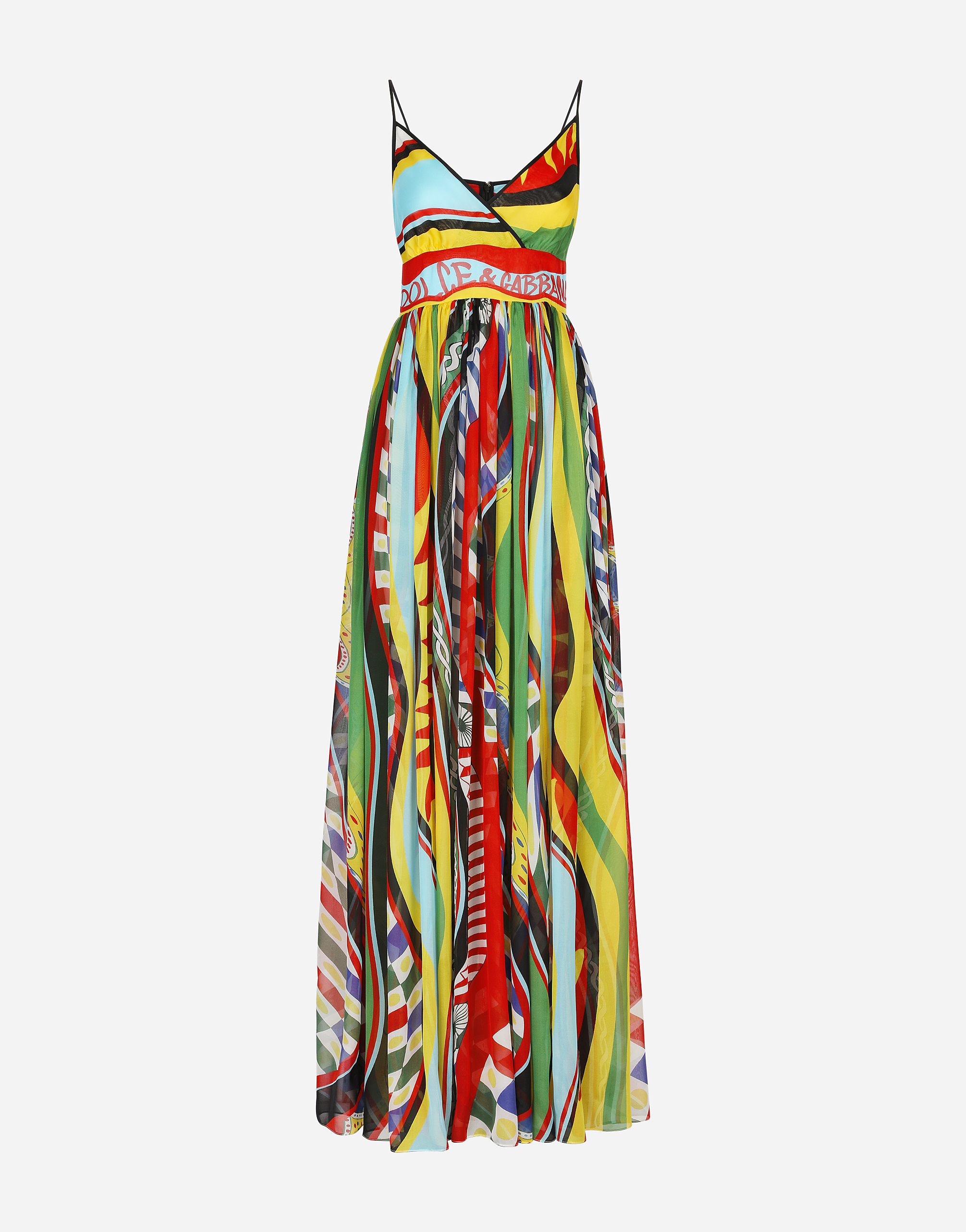 Dolce & Gabbana Female Long Carretto-Print Slip Dress - Woman Dresses Carretto Print Silk Multicolor Size 42 - Image 1