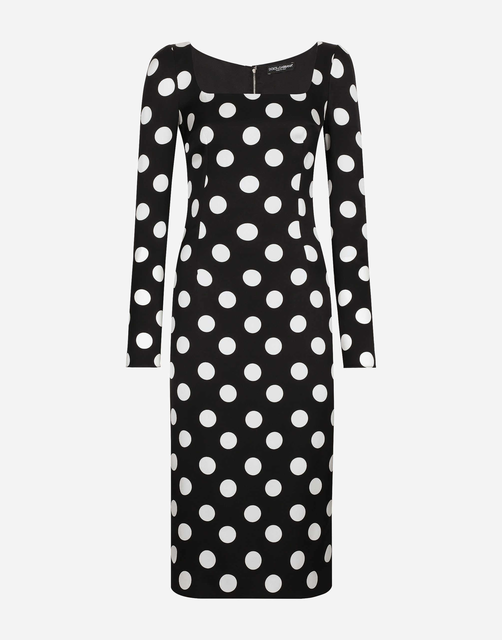 Dolce & Gabbana Charmeuse Sheath Dress With Macro Polka-dot Print - Woman Dresses Print