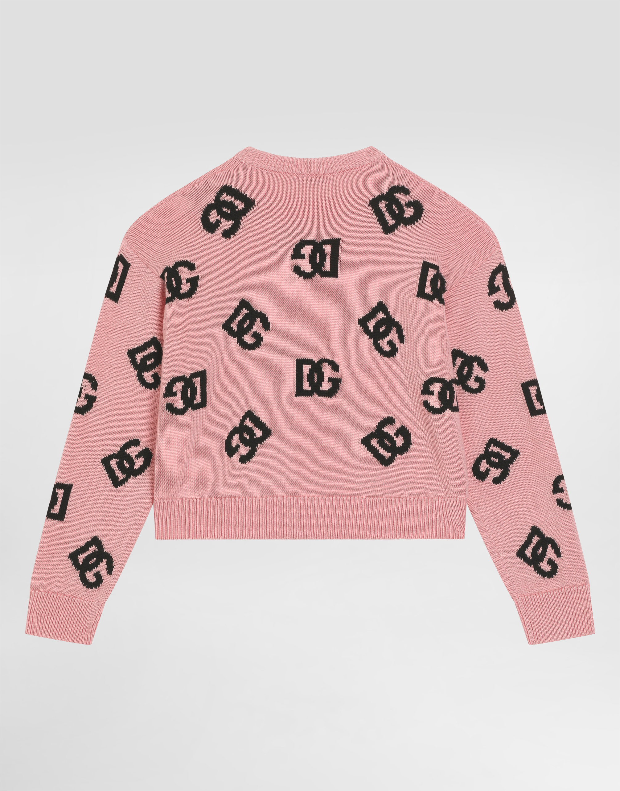 Dolce & Gabbana Plaint-knit Pullover With Dg Logo In Pink