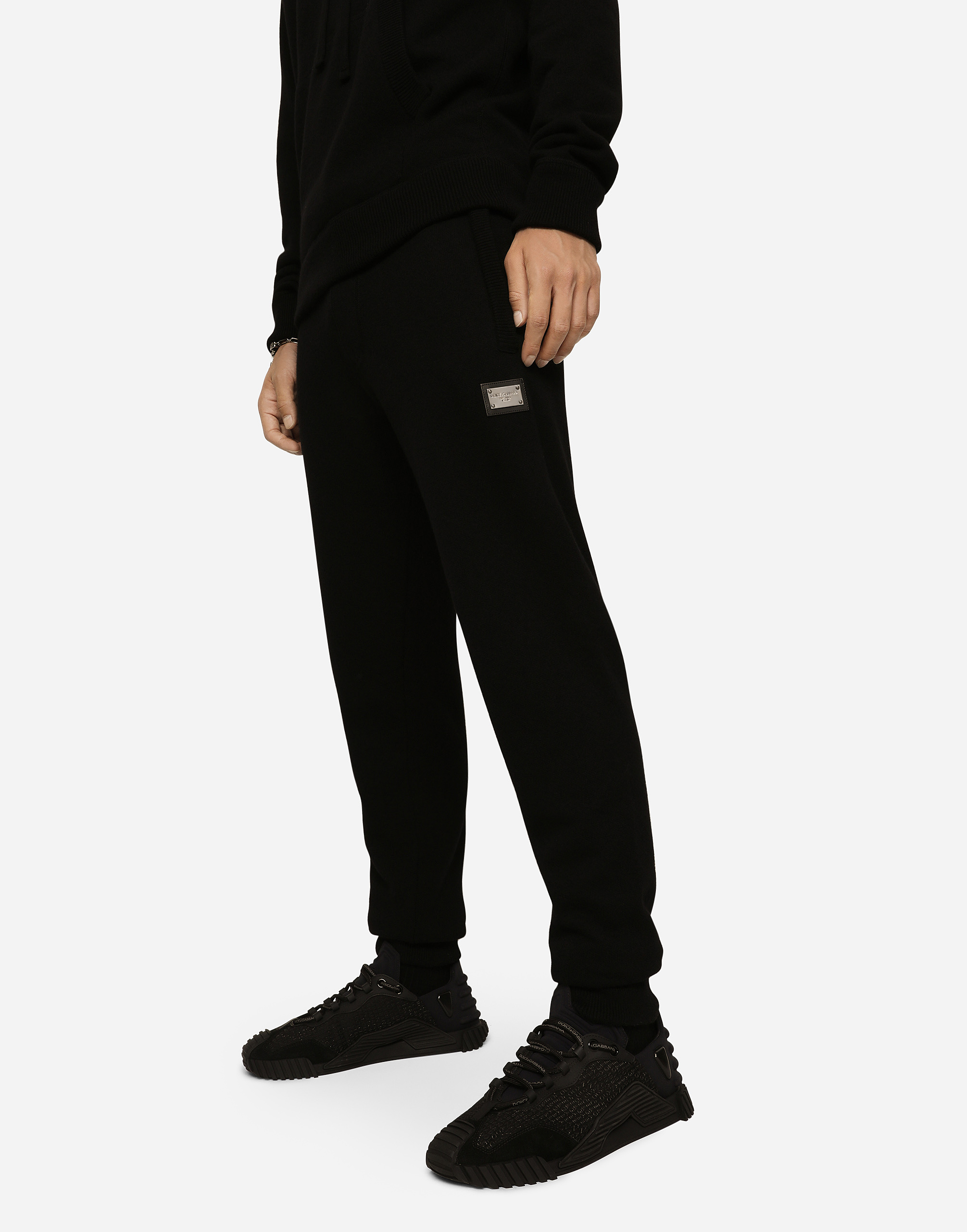 Shop Dolce & Gabbana Wool And Cashmere Knit Jogging Pants In Black