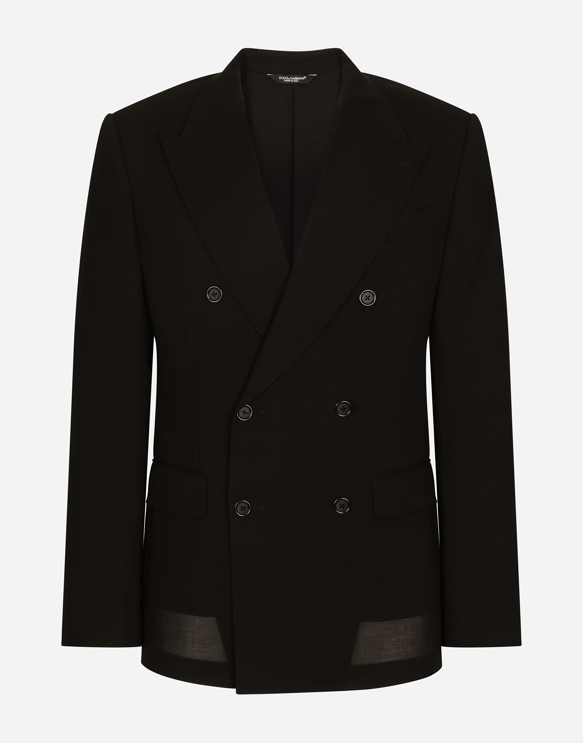 Dolce & Gabbana Deconstructed Wool Gauze Double-breasted Jacket In Black