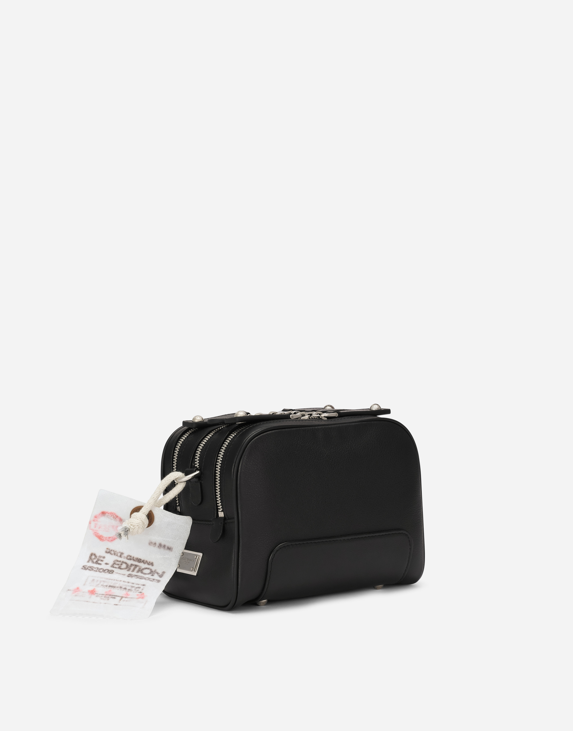 Shop Dolce & Gabbana Calfskin Toiletry Bag In Black