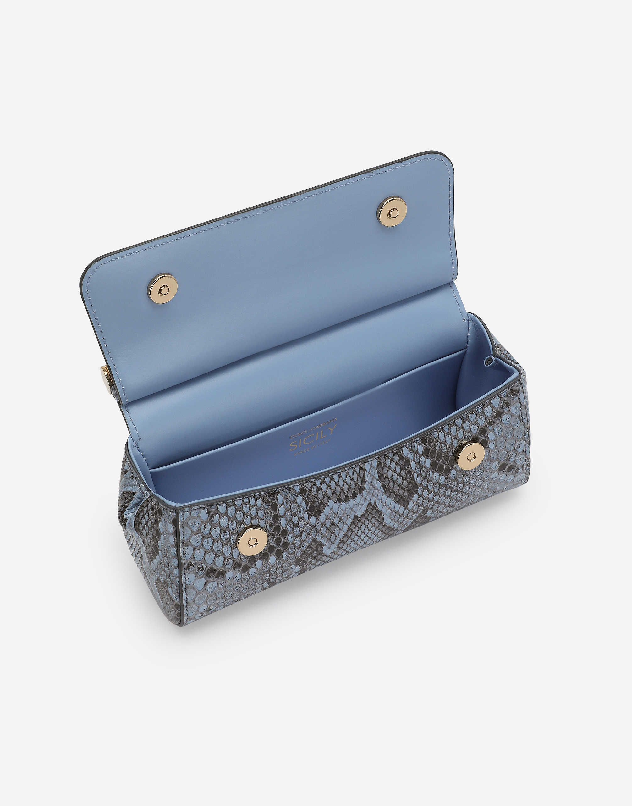 Dolce & Gabbana Carta Zucchero Python Bag In Light Blue