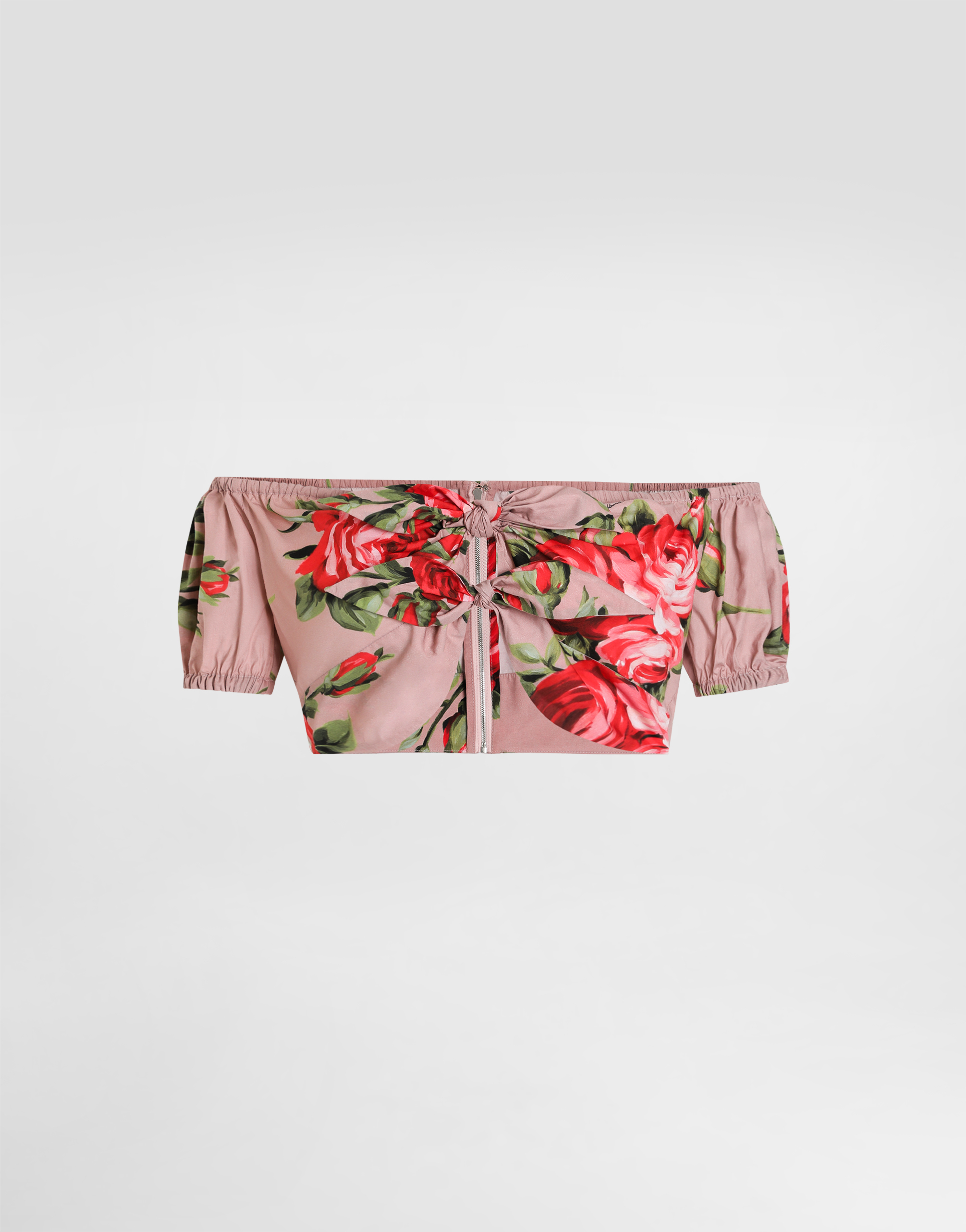 Rose bouquet-print cotton top in Multicolor for Women | Dolce&Gabbana®