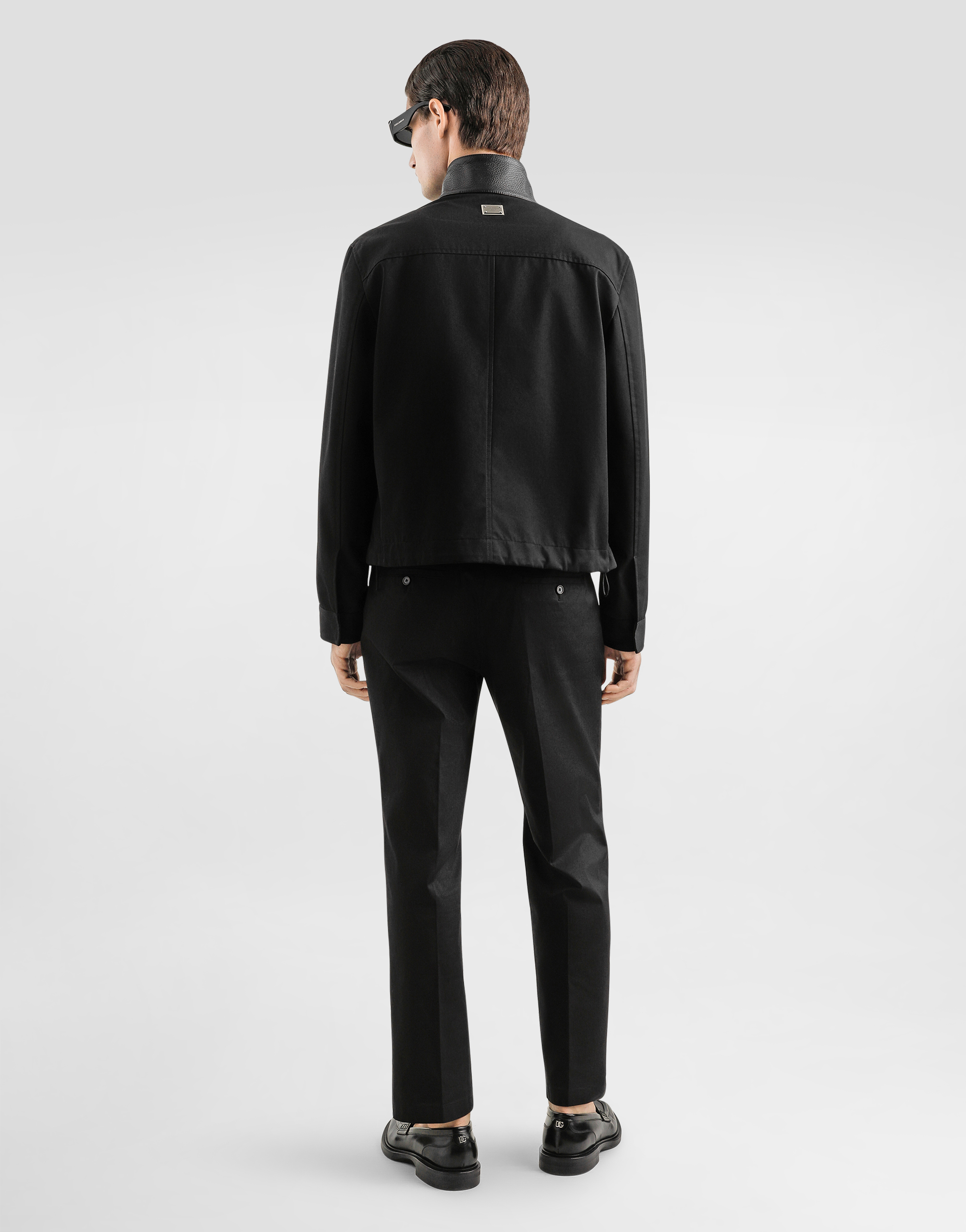  Dolce & Gabbana Leather And Technical Fabric Jacket With A High Neck And Tag - Man Coats And Jackets Black 56 