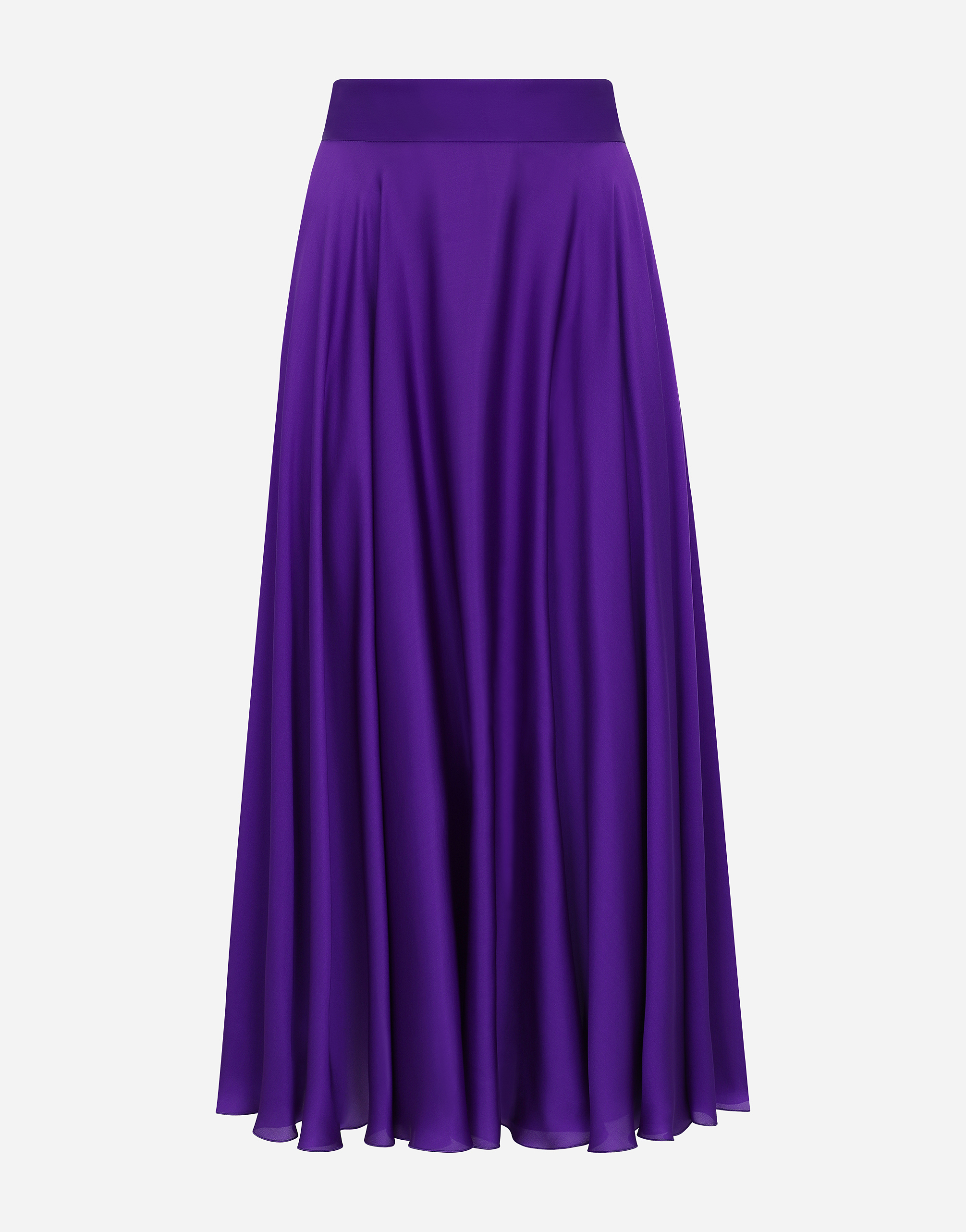 Dolce & Gabbana Silk Calf-length Circle Skirt In Purple