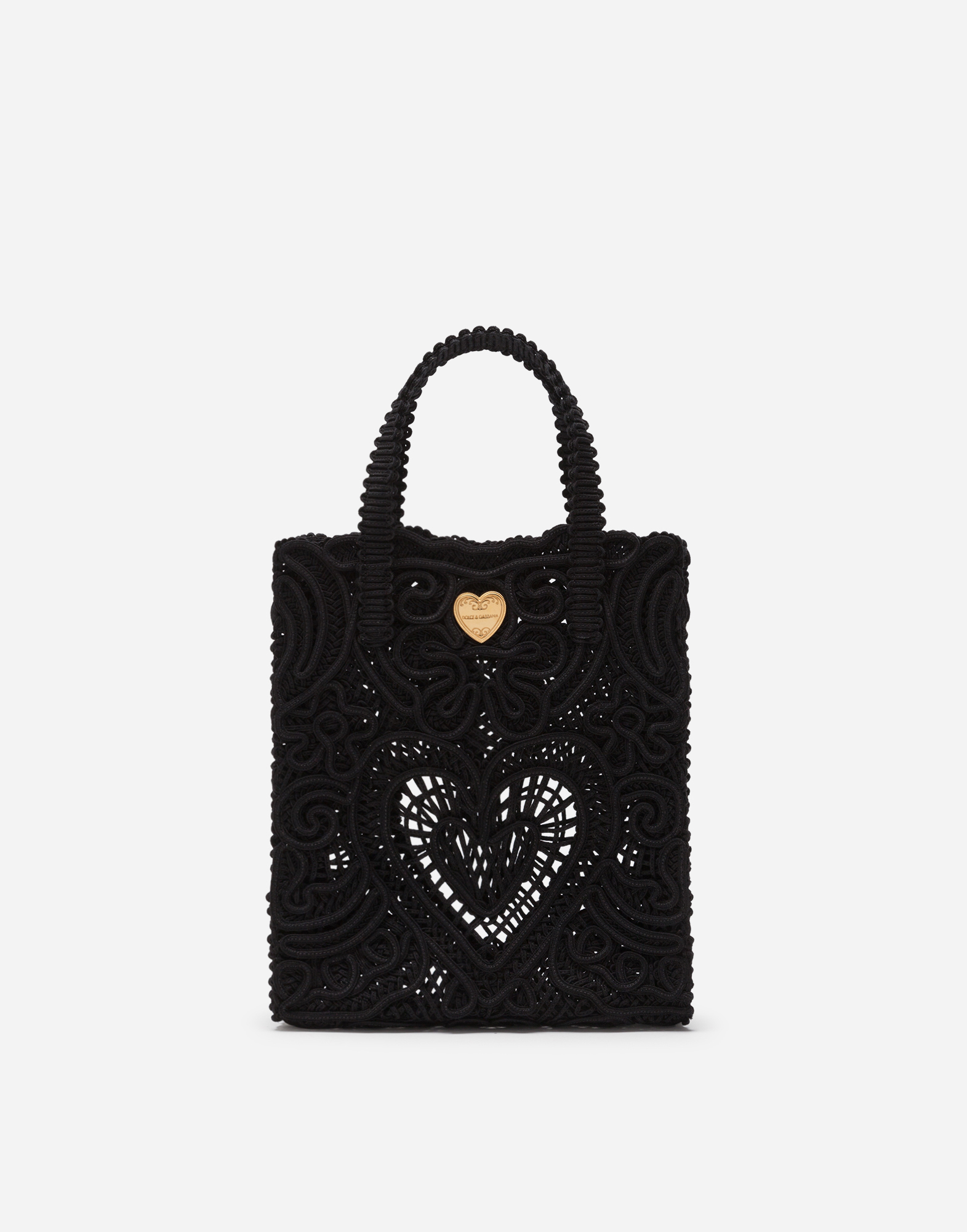 Dolce & Gabbana Small Cordonetto Lace Beatrice Bag In Black