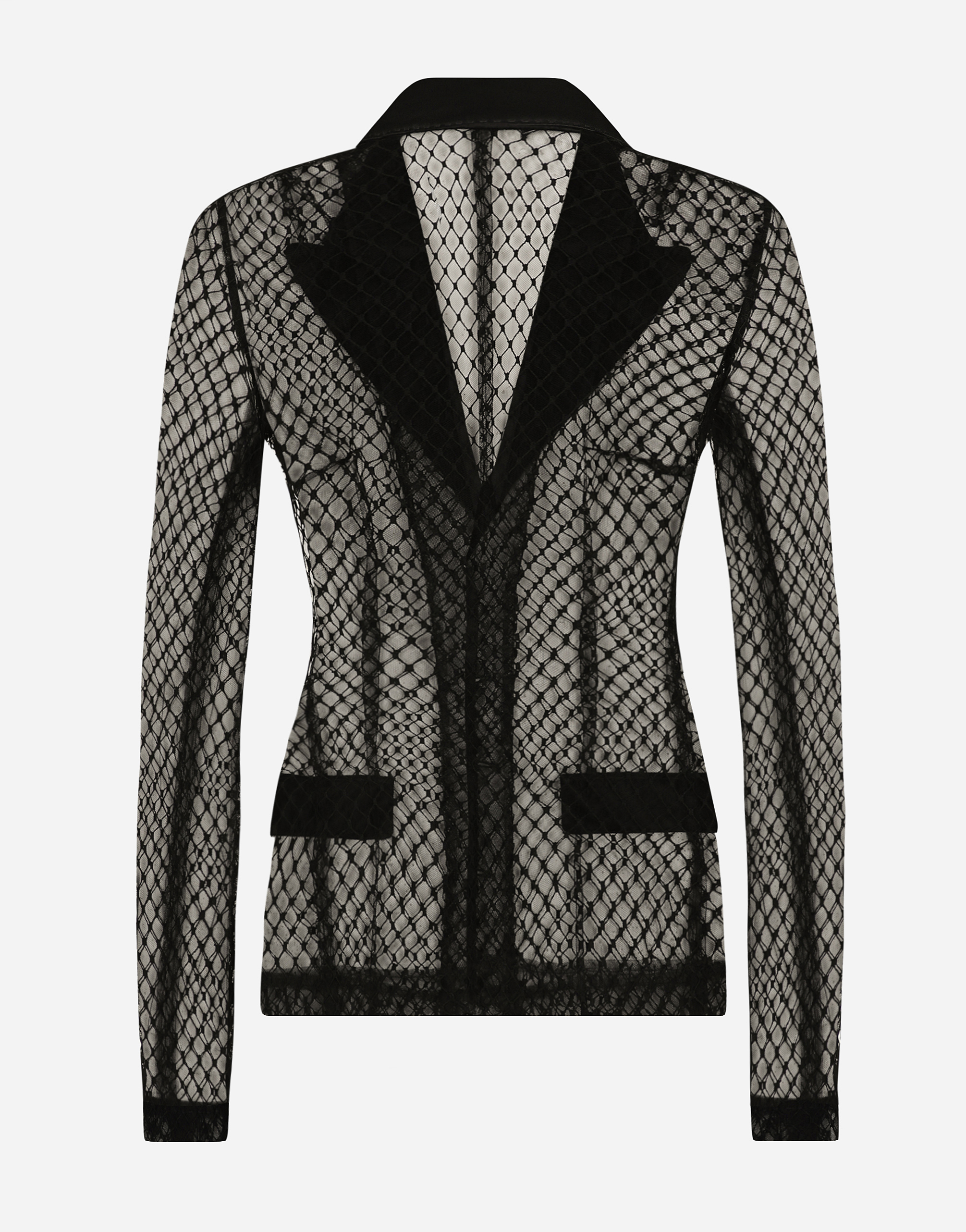Dolce & Gabbana Single-breasted Mesh Jacket - Women's - Polyamide/cotton/polyestersilk In Black
