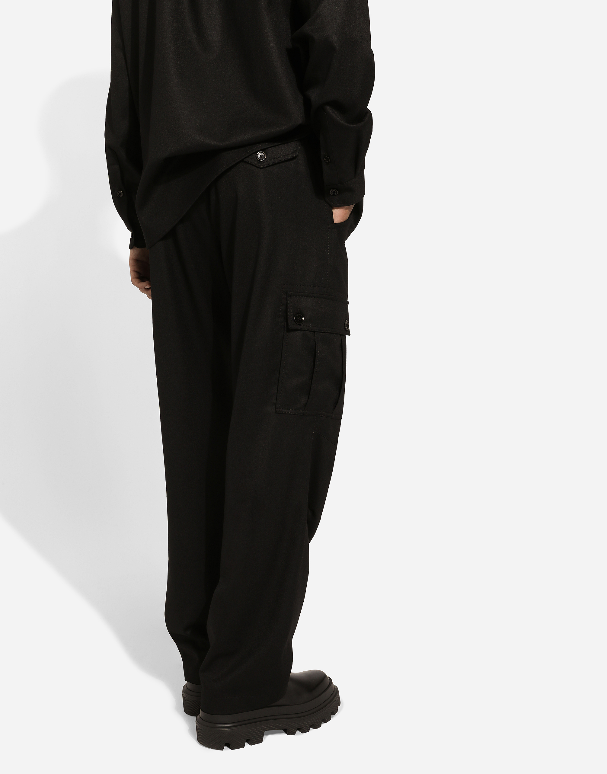 Dolce & Gabbana Flannel Cargo Pants In Black