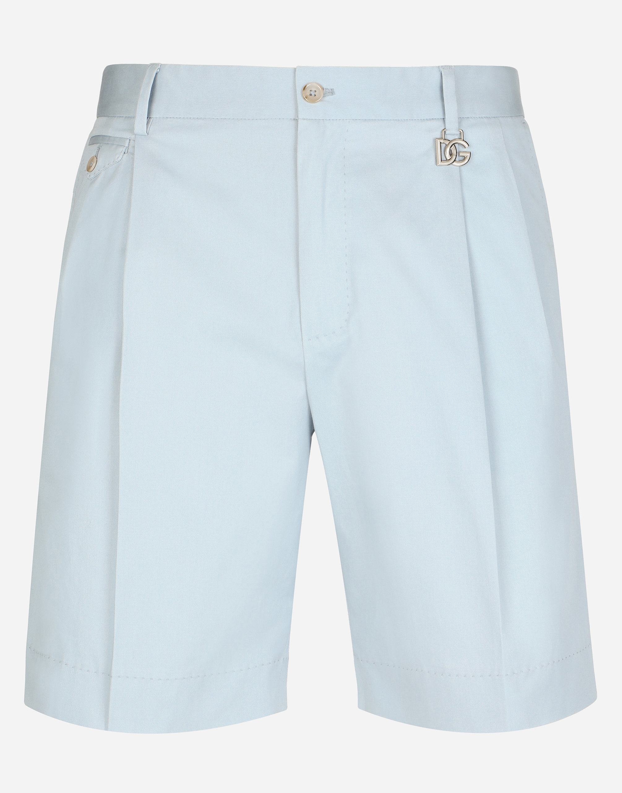 DOLCE & GABBANA STRETCH COTTON SHORTS WITH DG PATCH