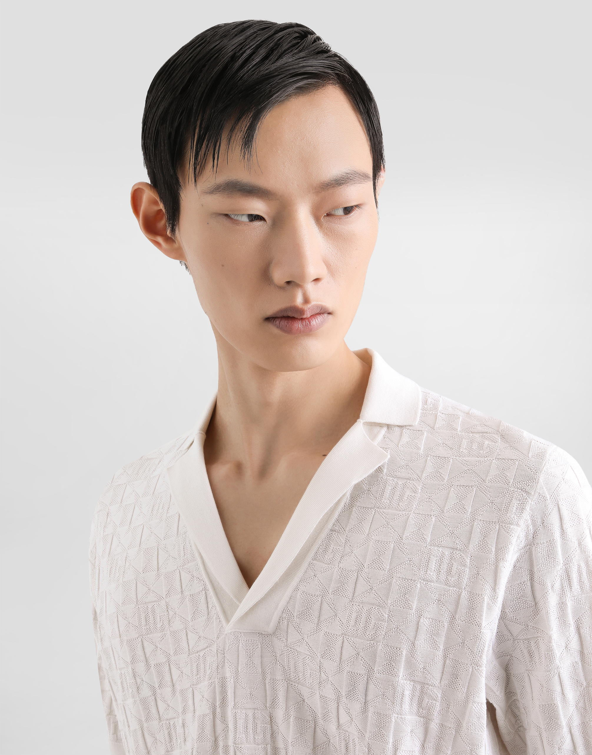 Satin silk polo shirt