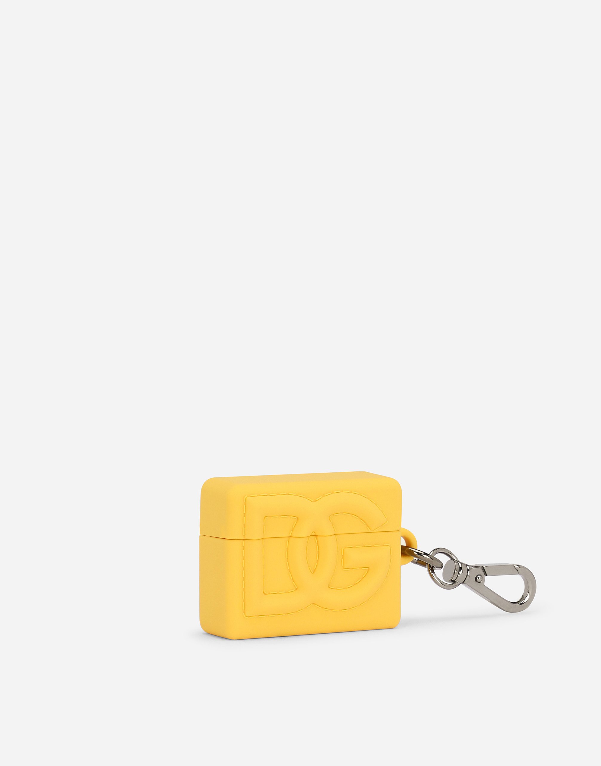 Shop Dolce & Gabbana Rubber Airpods Case With Dg Logo In Yellow