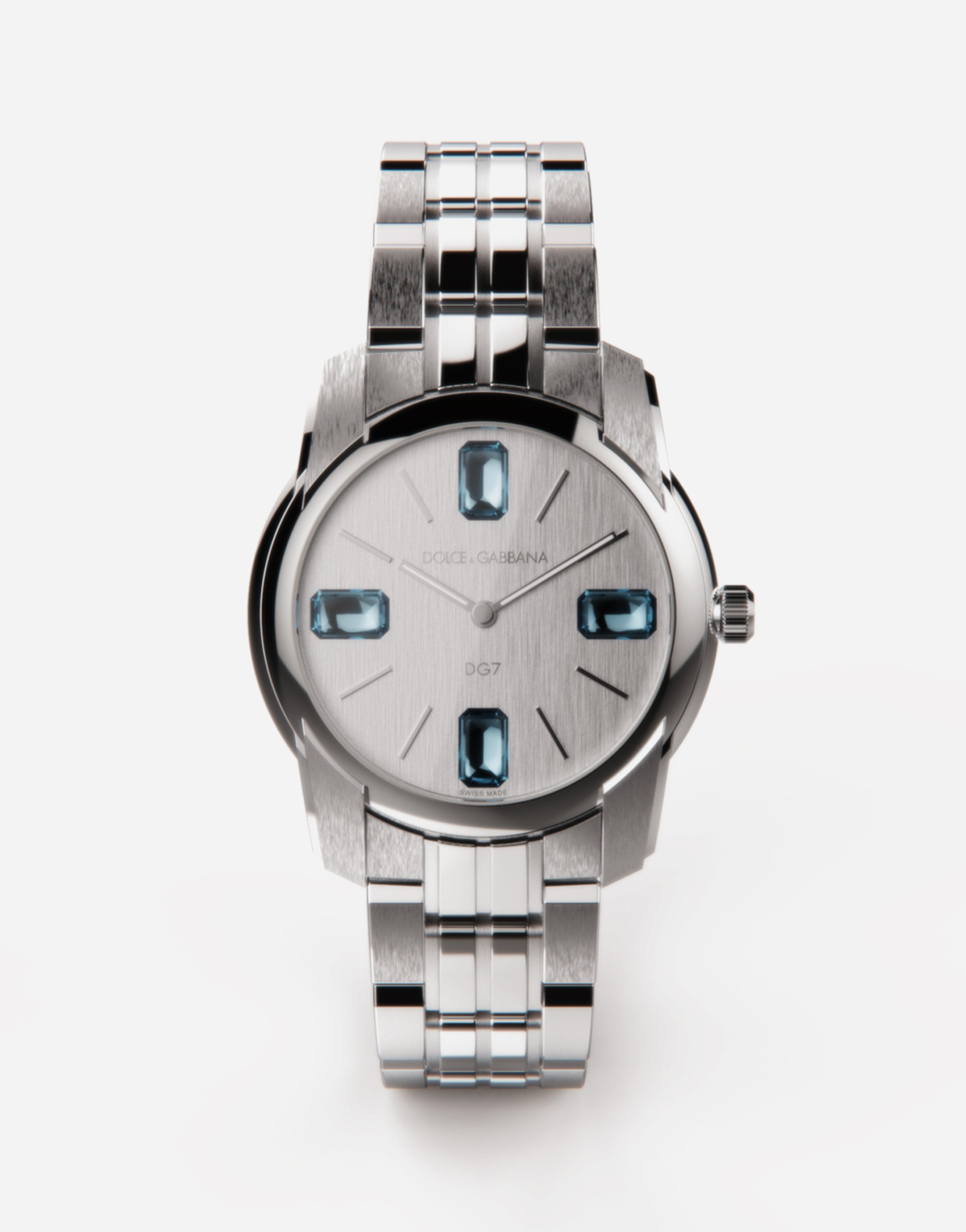 Dolce & Gabbana Dg7gems Steel Watch With Light Blue Topazes