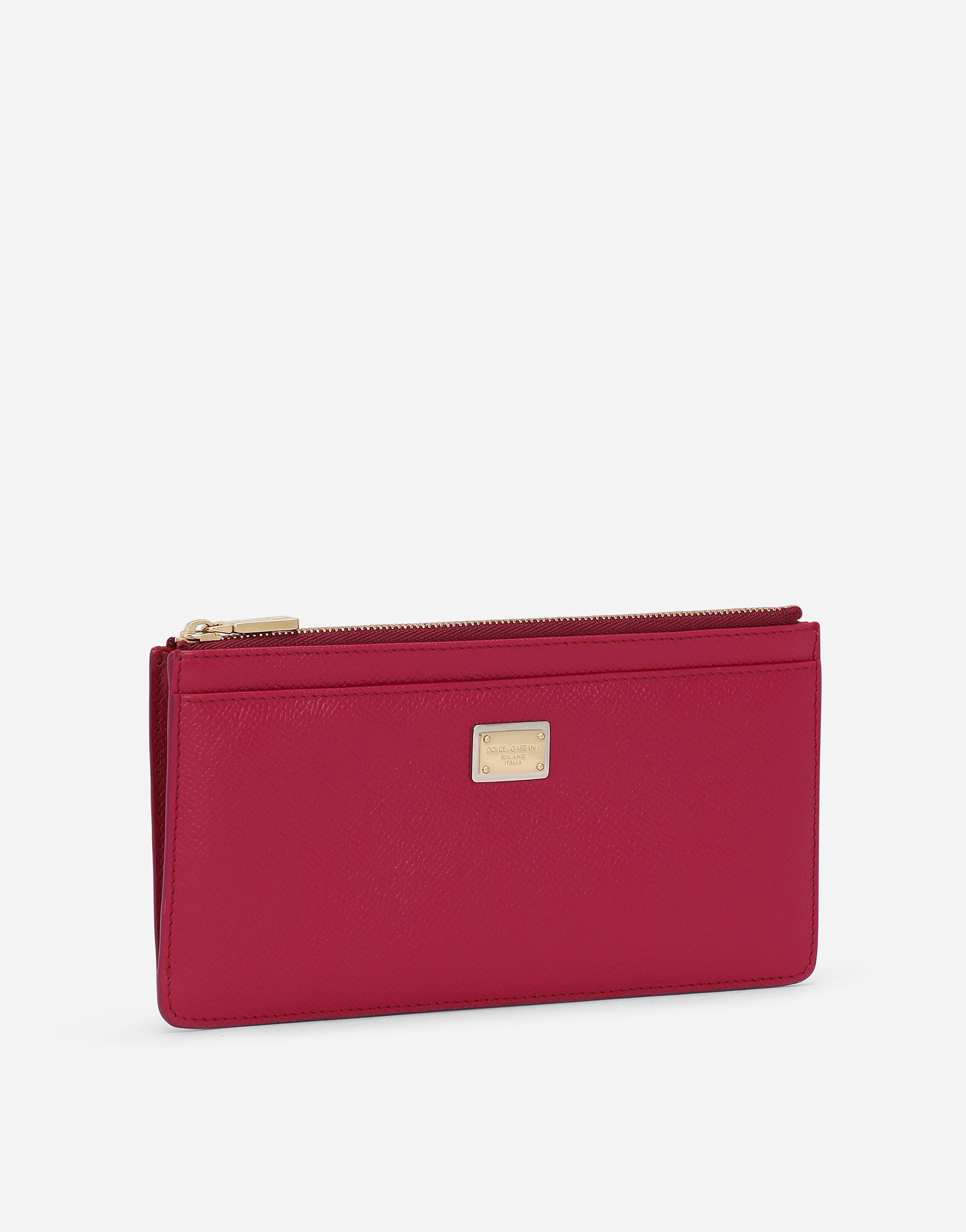 Dolce & Gabbana Large Dauphine Calfskin Card Holder In Fuchsia