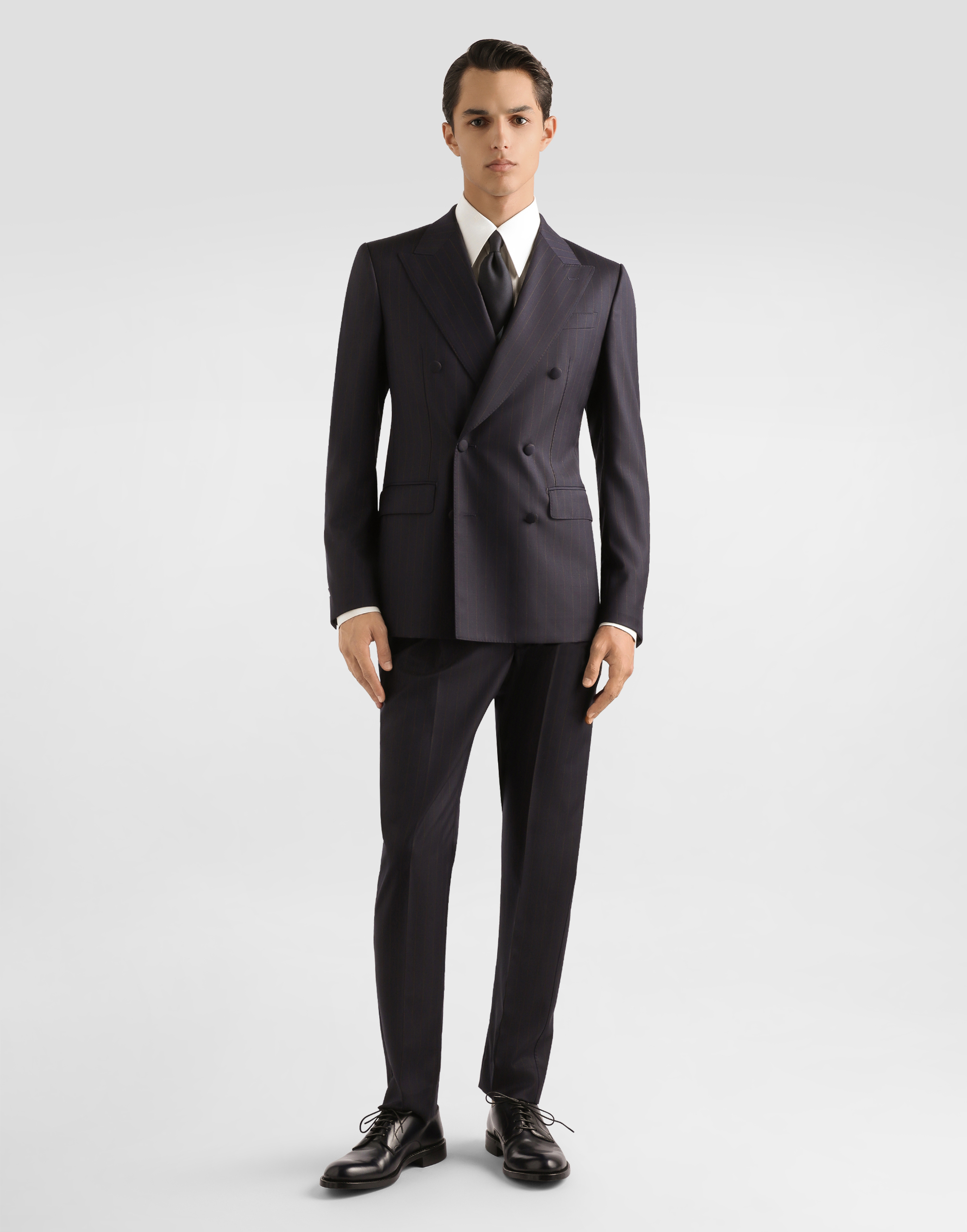  Dolce & Gabbana Dolce & Gabbana Double-breasted Sicilia Light Jacket In Pinstriped Wool - Man Suits And Blazers Multi-colored 52 