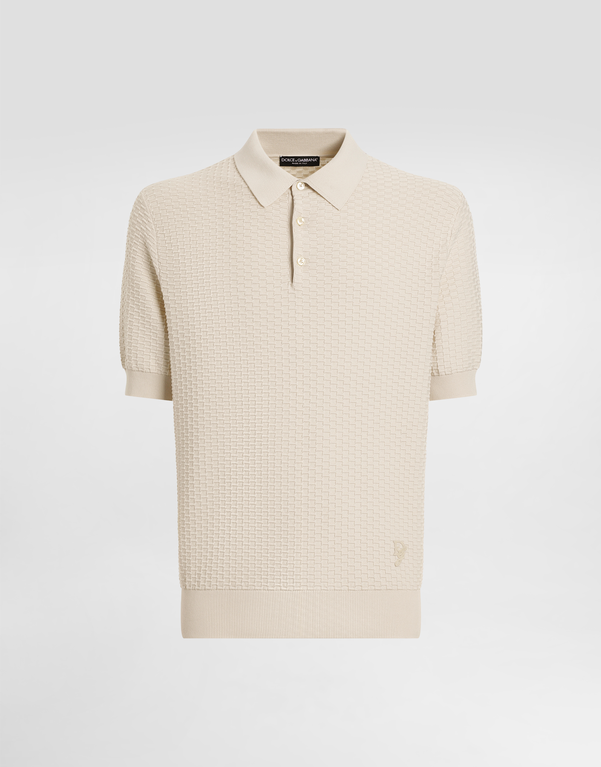 Dolce & Gabbana Cotton Polo-shirt With Embroidered Logo - Man Sweaters And Cardigans Beige