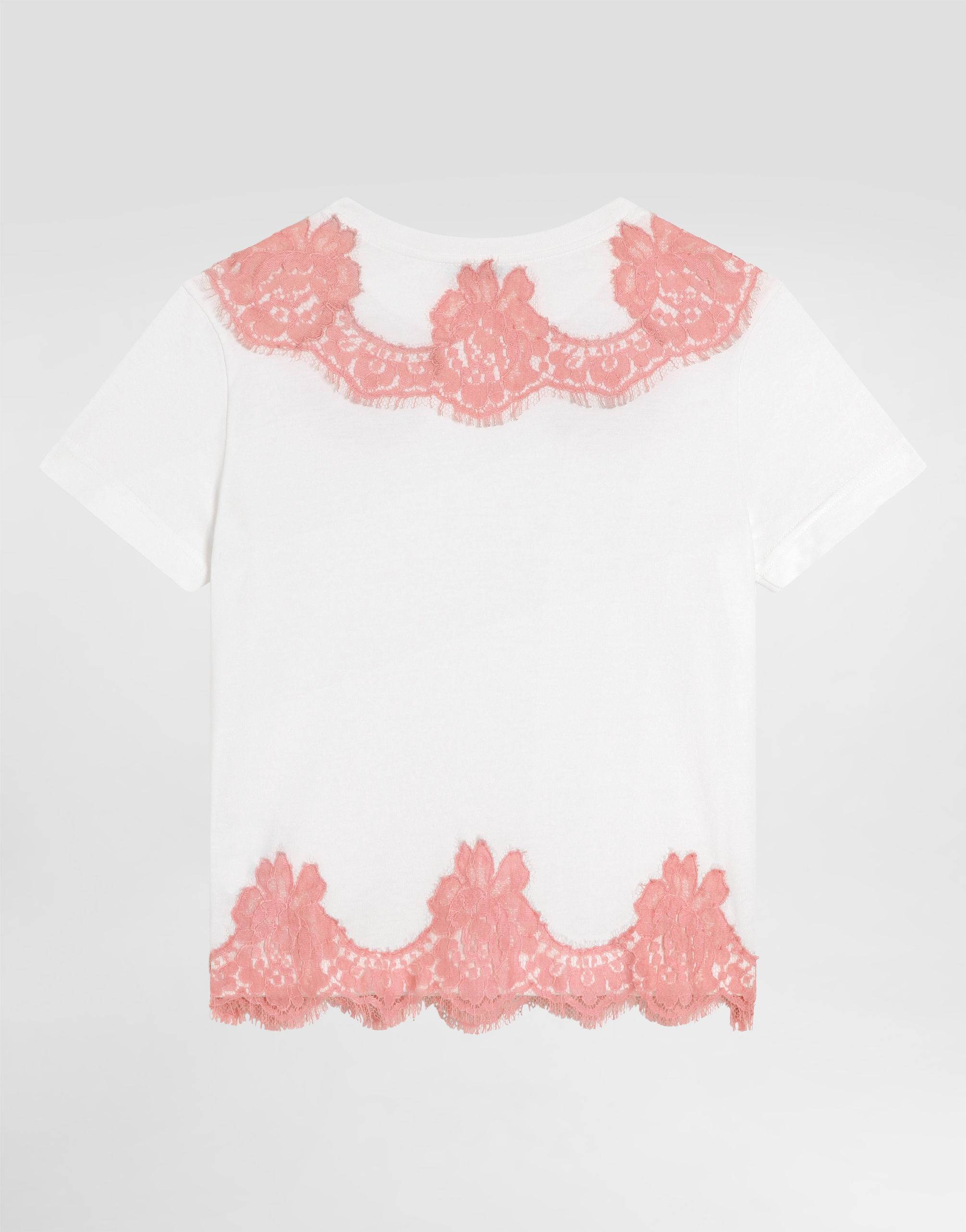  Dolce & Gabbana Jersey T-shirt With Lace And Dg Embroidery - Frau T-shirts Und Sweatshirts Wei� 5 Years 