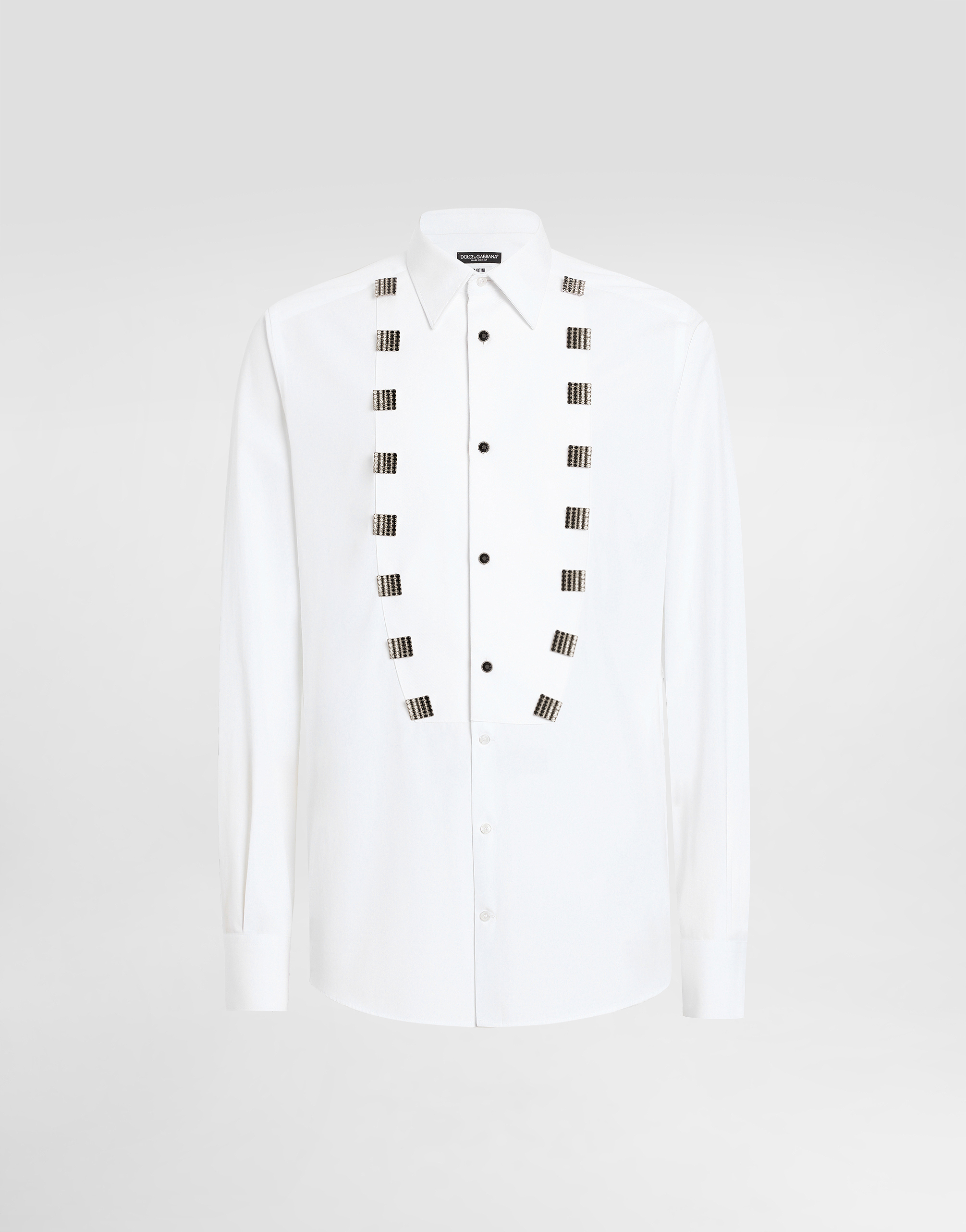 Dolce & Gabbana Bejeweled Appliqué Cotton Shirt In Multicolor