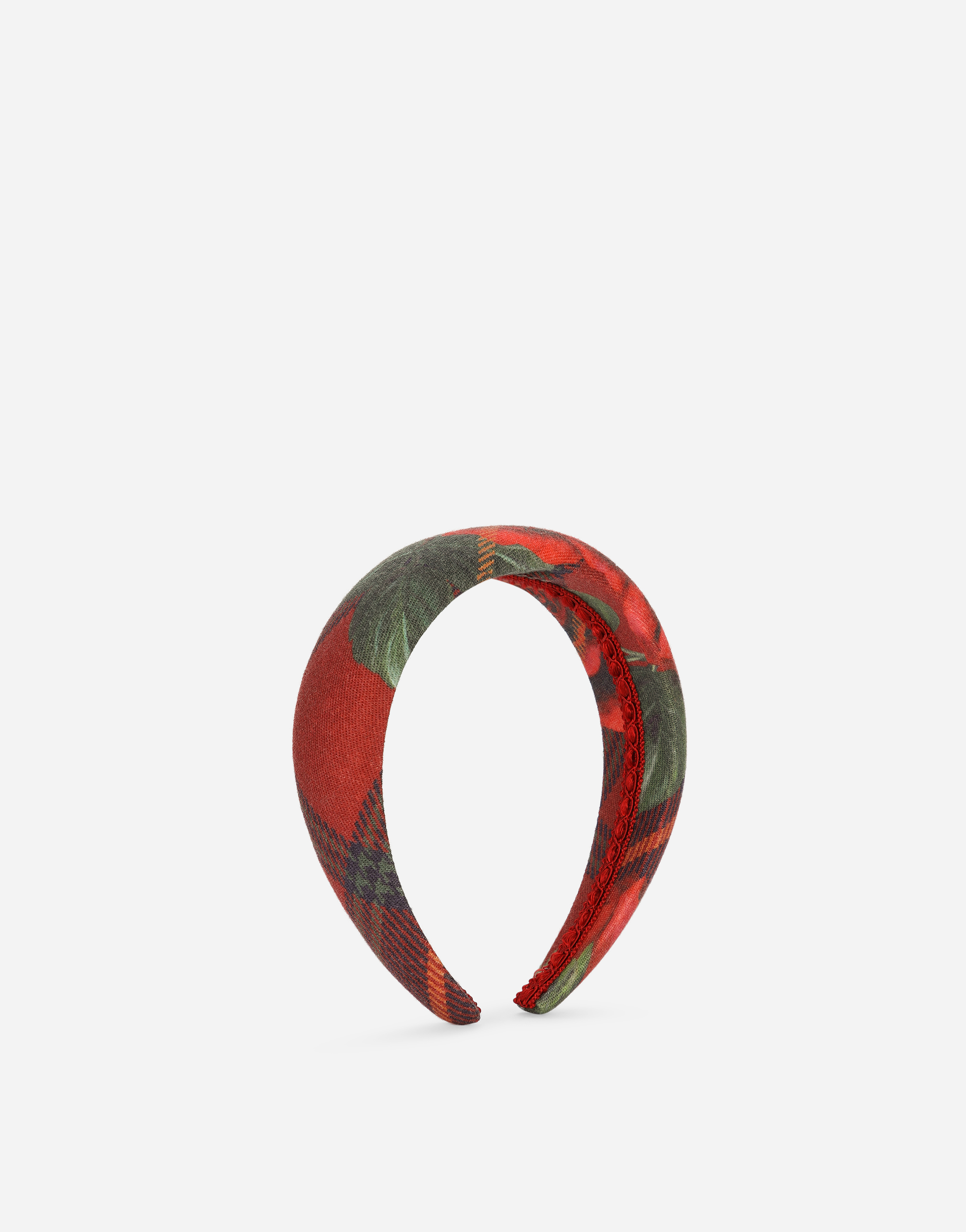 DOLCE & GABBANA TARTAN-PRINT WOOL FLANNEL HAIRBAND